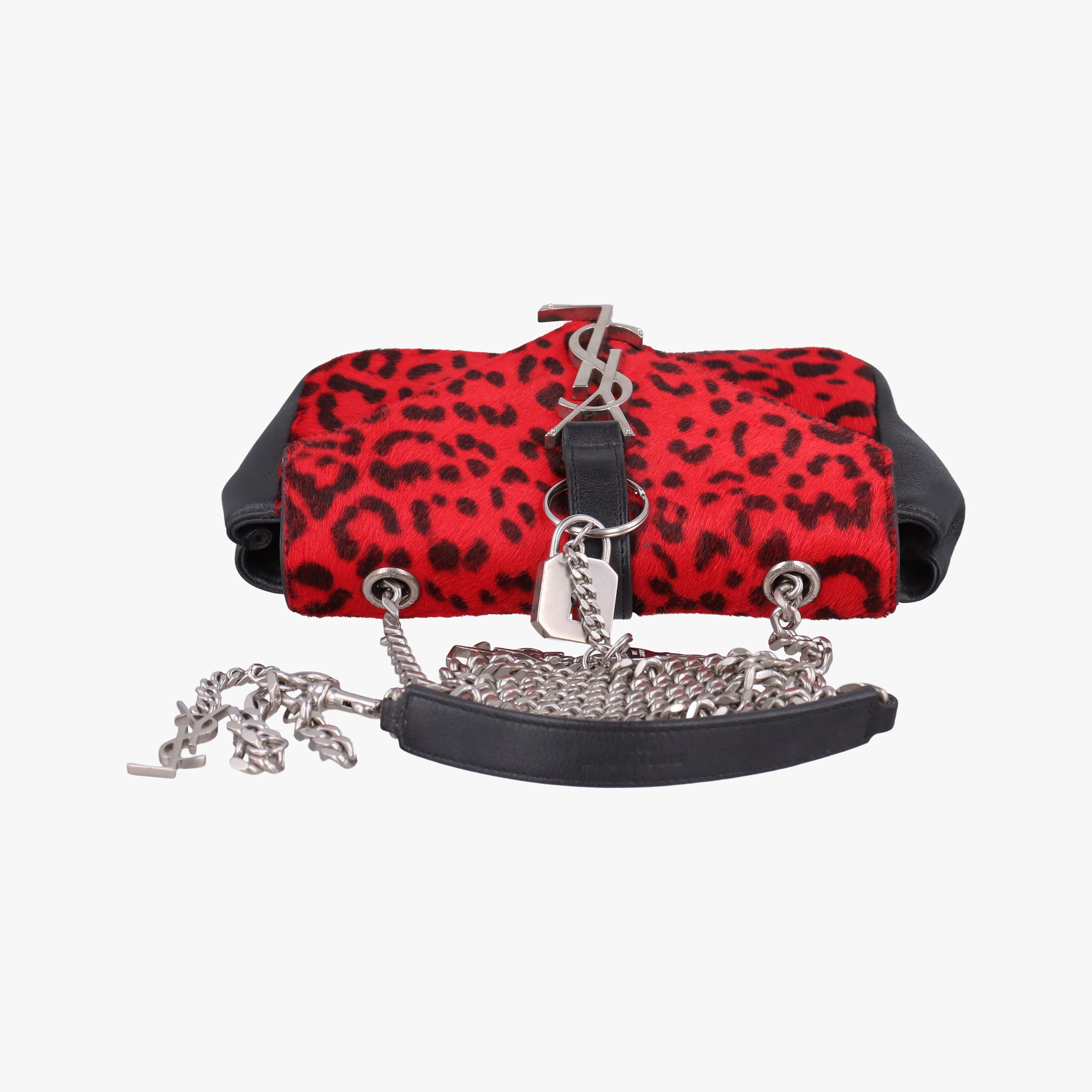 Monogram Leopard Print Baby Punk Chain Red×Black Pony hair x Leather 401648 CLD401648.0715モノグラム レオパードプリント ベビーパンクチェーン レッド×ブラック ハラコ×レザー 401648 CLD401648.0715