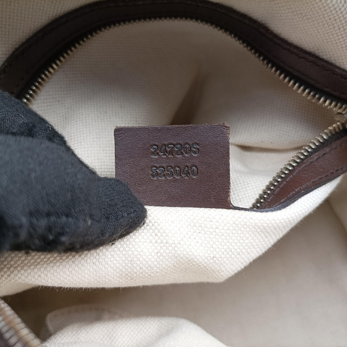 Sherry Line Beige×green×red canvas×leather 247205 I9854304シェリーライン ベージュ×グリーン×レッド キャンバス×レザー 247205 I9854304