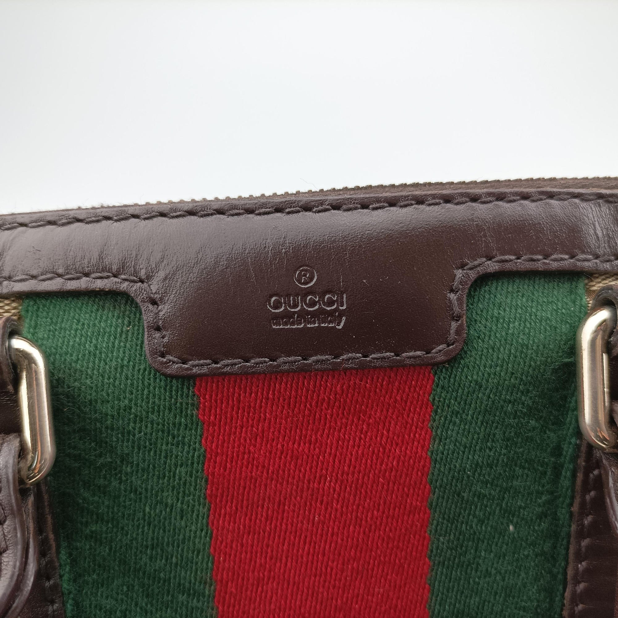 Sherry Line Beige×green×red canvas×leather 247205 I9854304シェリーライン ベージュ×グリーン×レッド キャンバス×レザー 247205 I9854304
