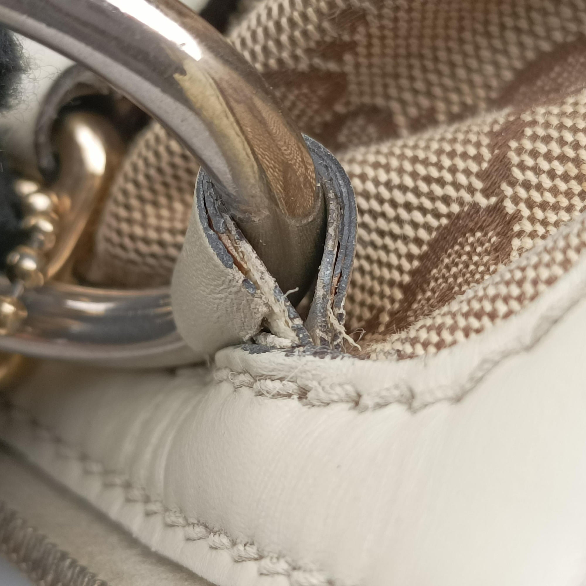 Sukey White×Beige canvas×leather 285730 F013262896スーキー ホワイト×ベージュ キャンバス×レザー 285730 F013262896