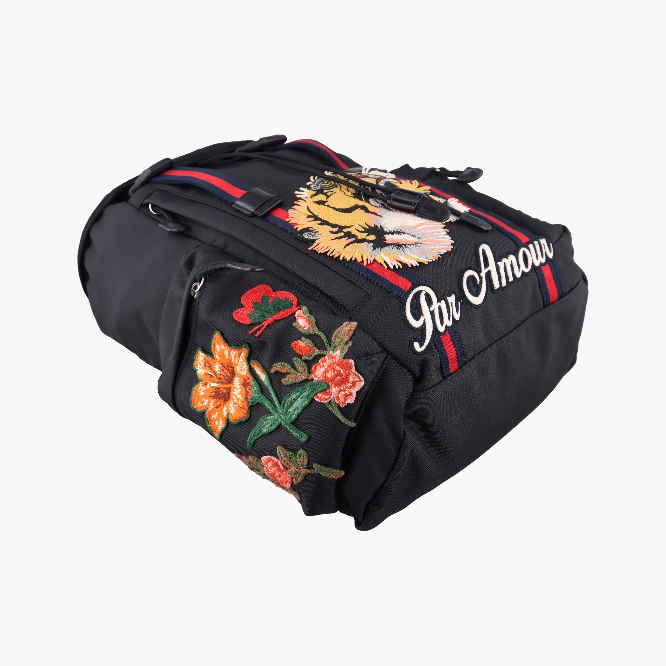 Embroidered Tiger Web Sherry Line Black×Multicolour canvas 429037 E022463164シェリーライン エンブロイダリータイガー ブラック×マルチカラー キャンバス 429037 E022463164