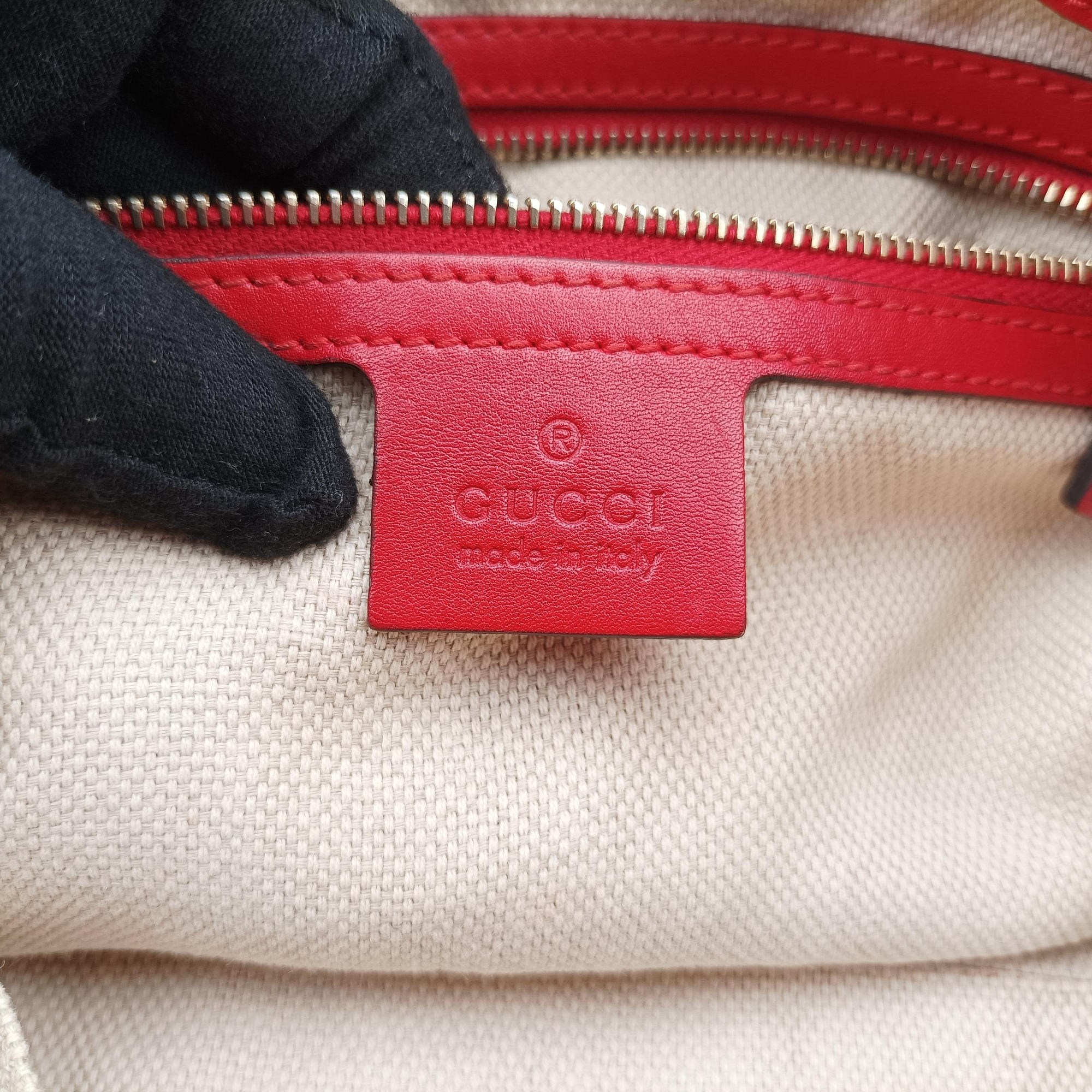Valentine heart charm beige×red Canvas×Leather 309122 G013679720バレンタイン ハートチャーム ベージュ×レッド キャンバス×レザー 309122 G013679720
