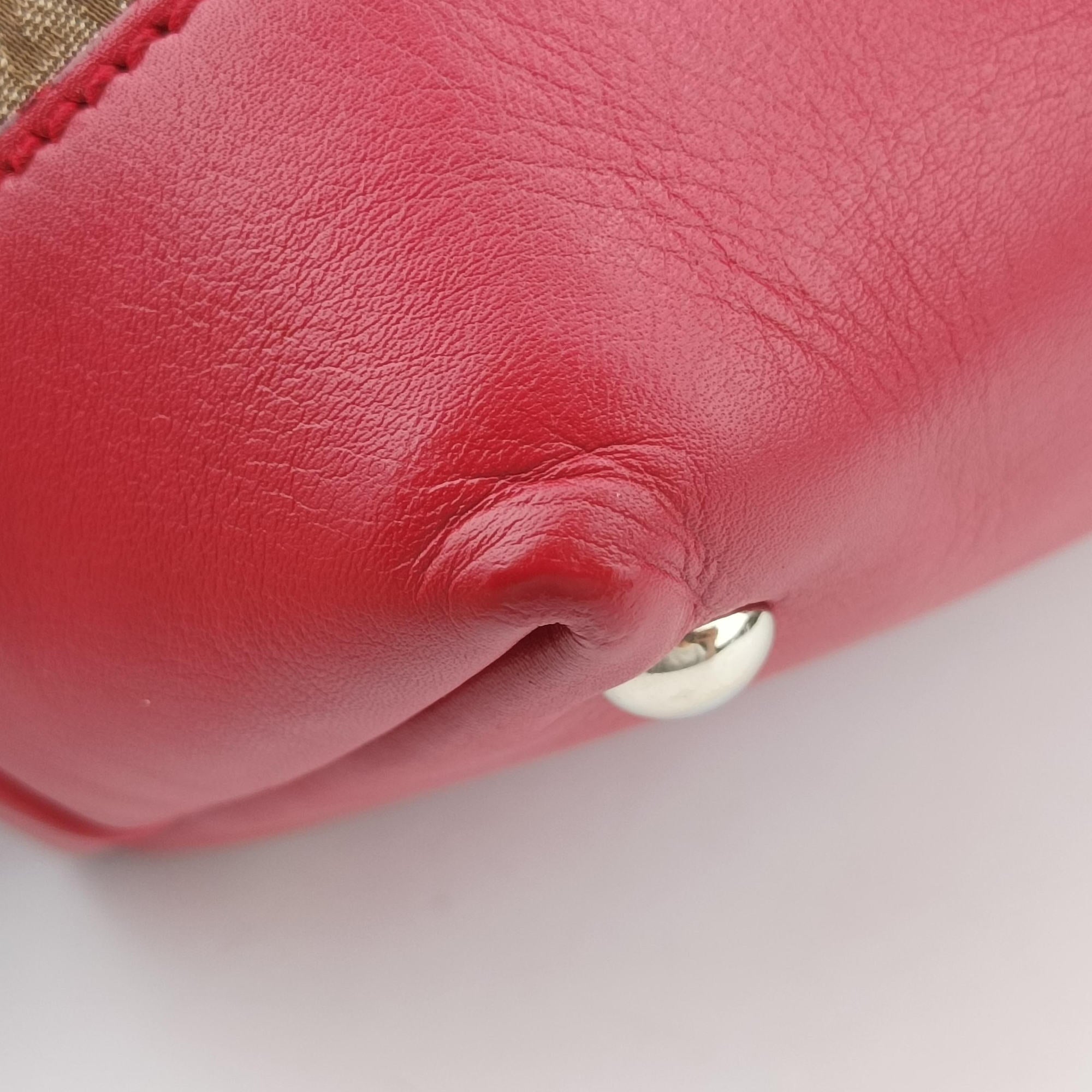 Valentine heart charm beige×red Canvas×Leather 309122 G013679720バレンタイン ハートチャーム ベージュ×レッド キャンバス×レザー 309122 G013679720