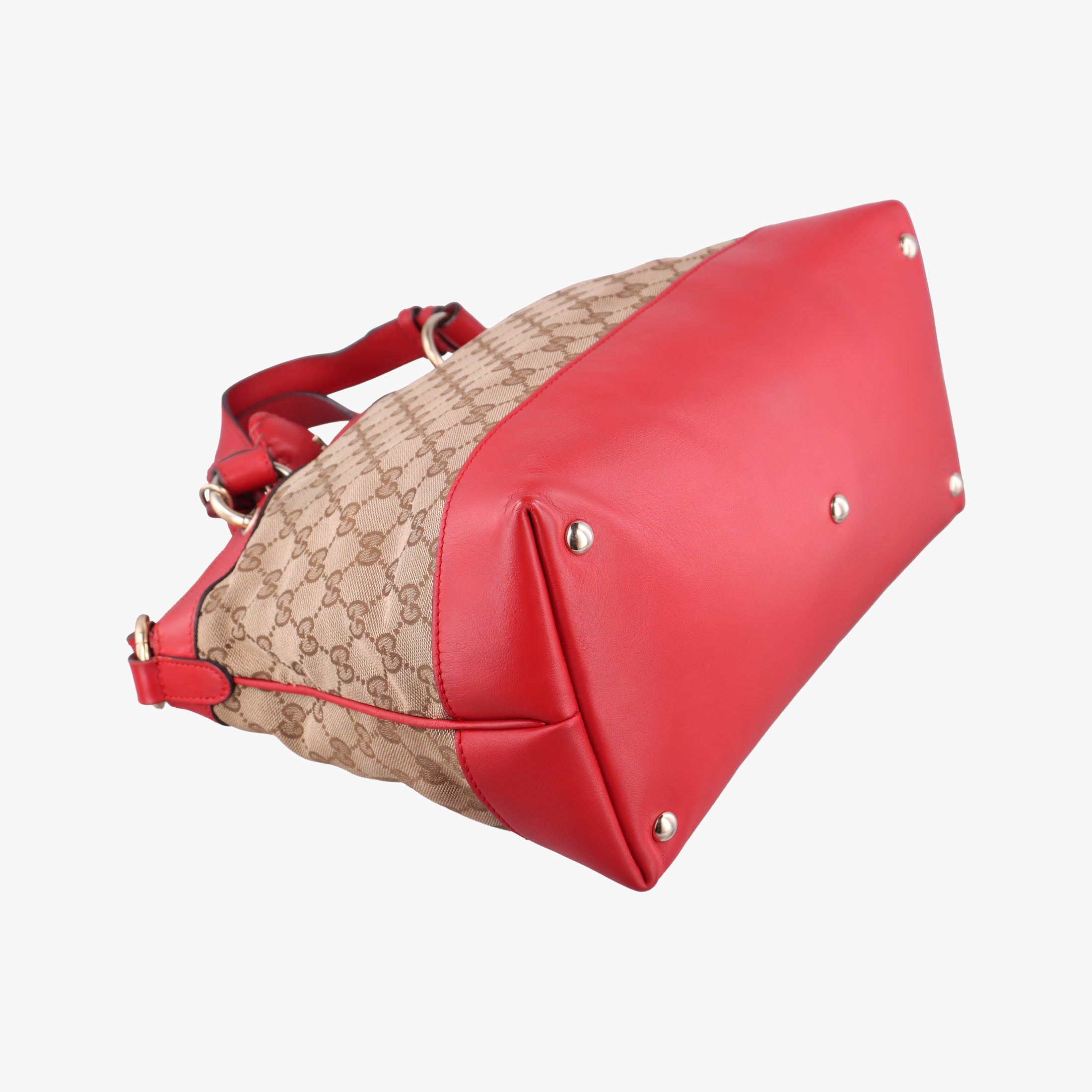 Valentine heart charm beige×red Canvas×Leather 309122 G013679720バレンタイン ハートチャーム ベージュ×レッド キャンバス×レザー 309122 G013679720