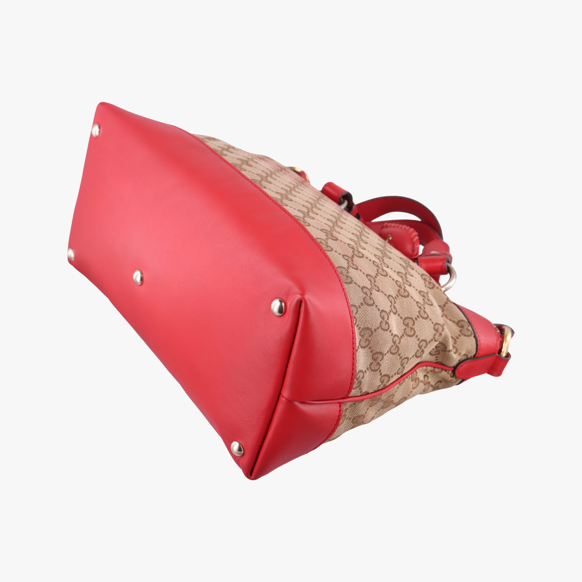 Valentine heart charm beige×red Canvas×Leather 309122 G013679720バレンタイン ハートチャーム ベージュ×レッド キャンバス×レザー 309122 G013679720
