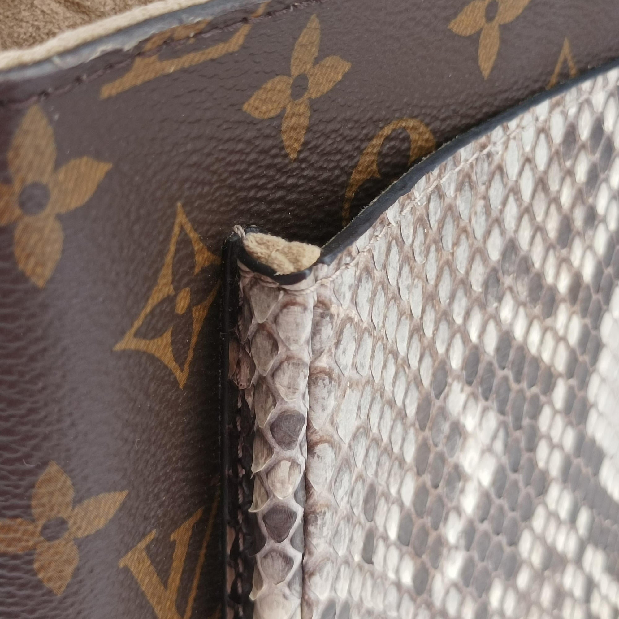 MARIGNAN brown×Gray×Black Monogram Canvas×calf leather×Snake skin N95750 FL1179マリニャン モノグラム/ブラウン×グレー×ブラック モノグラムキャンバス×カーフ×ヘビ レザー N95750 FL1179