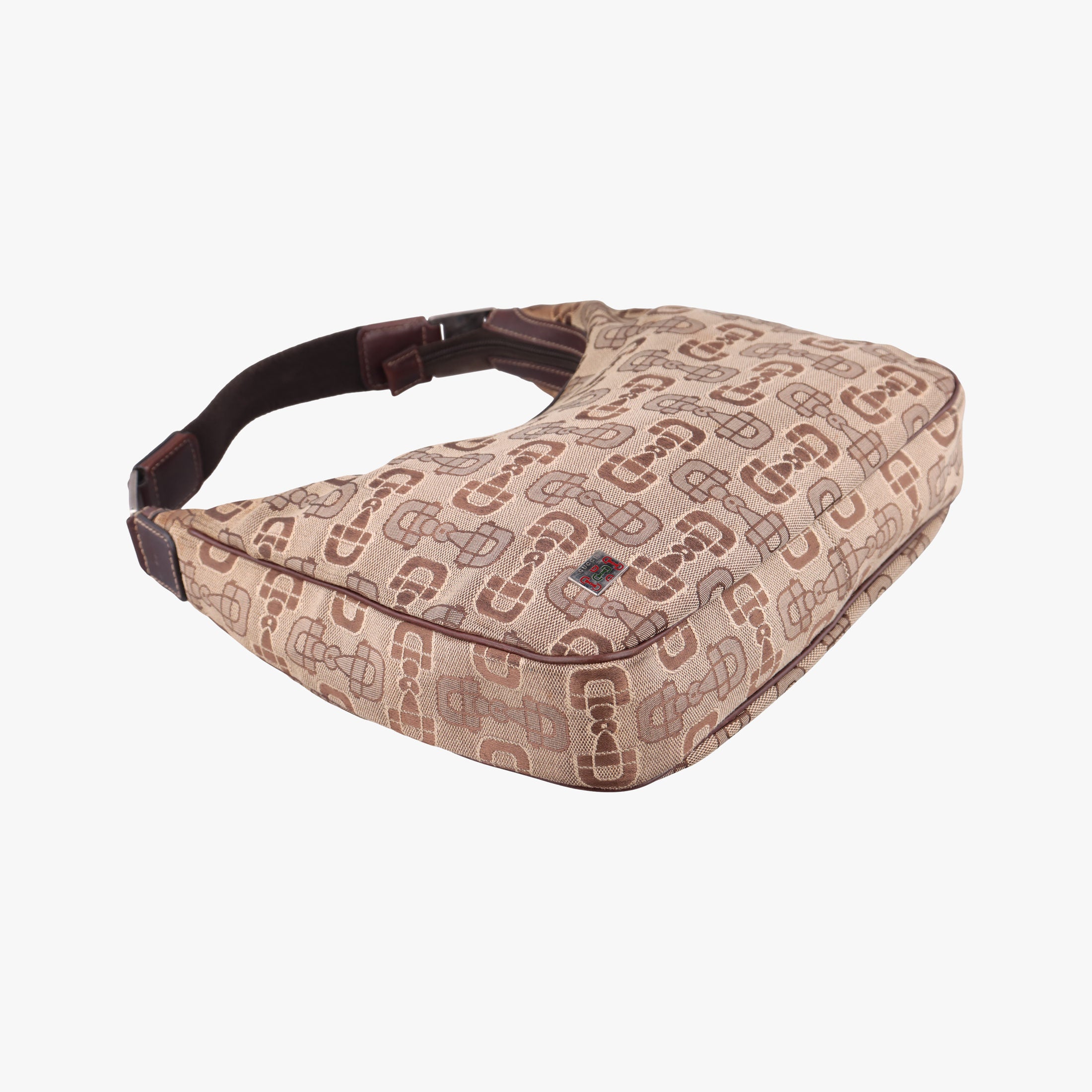 Horsebit print hobo Brown Canvas×Leather 211524 H3560355ホースビット プリント ホーボー ブラウン キャンバス×レザー 211524 H3560355