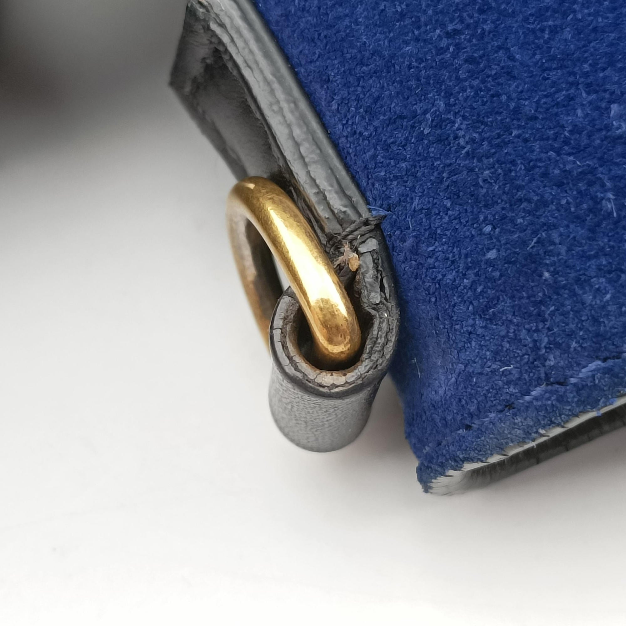 Luggage Mini Shopper Beige×black×blue Suede × leather S-AT-1103 S-MM-1103ラゲージミニショッパー ベージュ×ブラック×ブルー スエード×レザー S-AT-1103 S-MM-1103