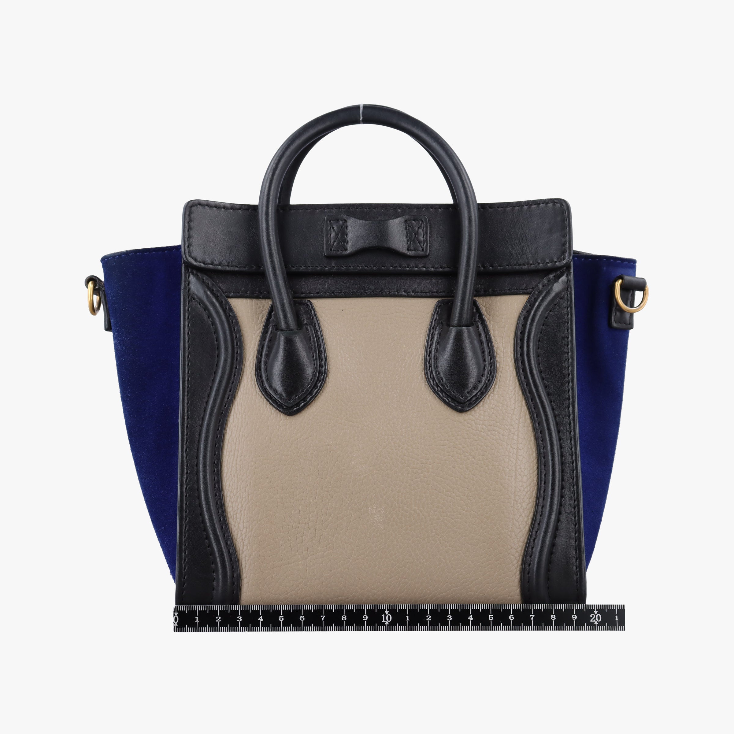 Luggage Mini Shopper Beige×black×blue Suede × leather S-AT-1103 S-MM-1103ラゲージミニショッパー ベージュ×ブラック×ブルー スエード×レザー S-AT-1103 S-MM-1103