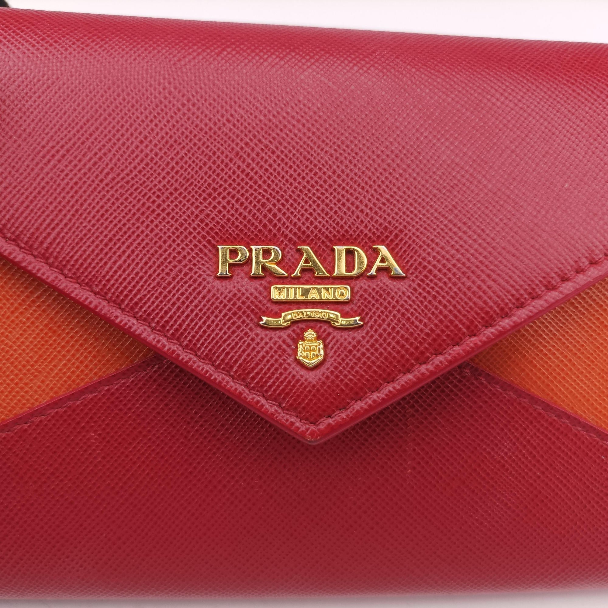 Envelope Red x Orange Saffiano Leather 178エンベロープ レッド x オレンジ サフィアーノレザー 178