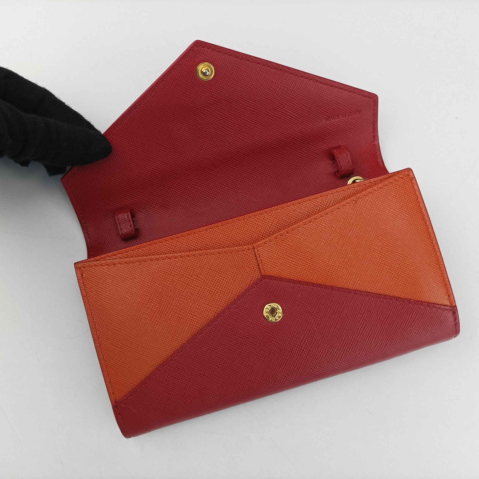 Envelope Red x Orange Saffiano Leather 178エンベロープ レッド x オレンジ サフィアーノレザー 178