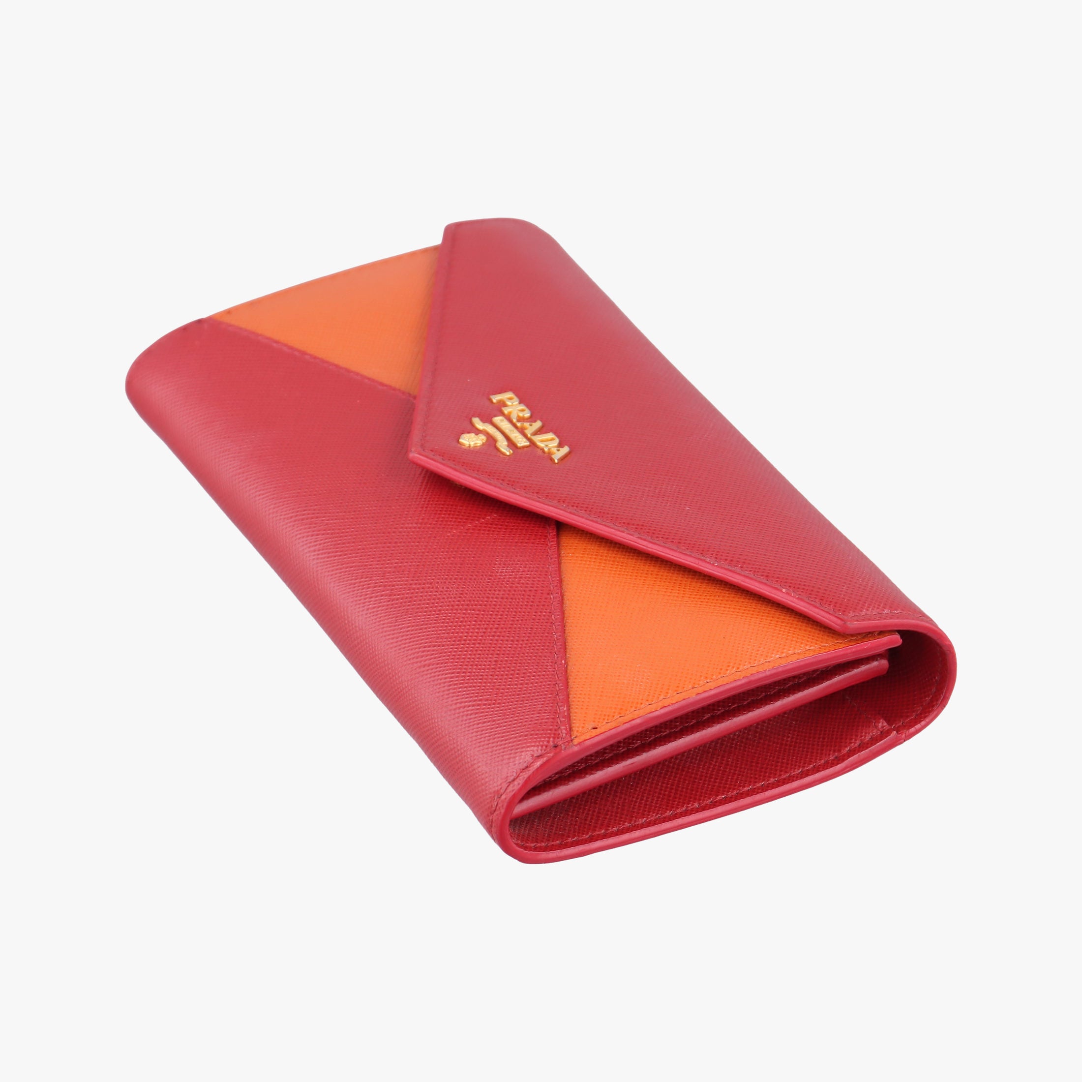 Envelope Red x Orange Saffiano Leather 178エンベロープ レッド x オレンジ サフィアーノレザー 178