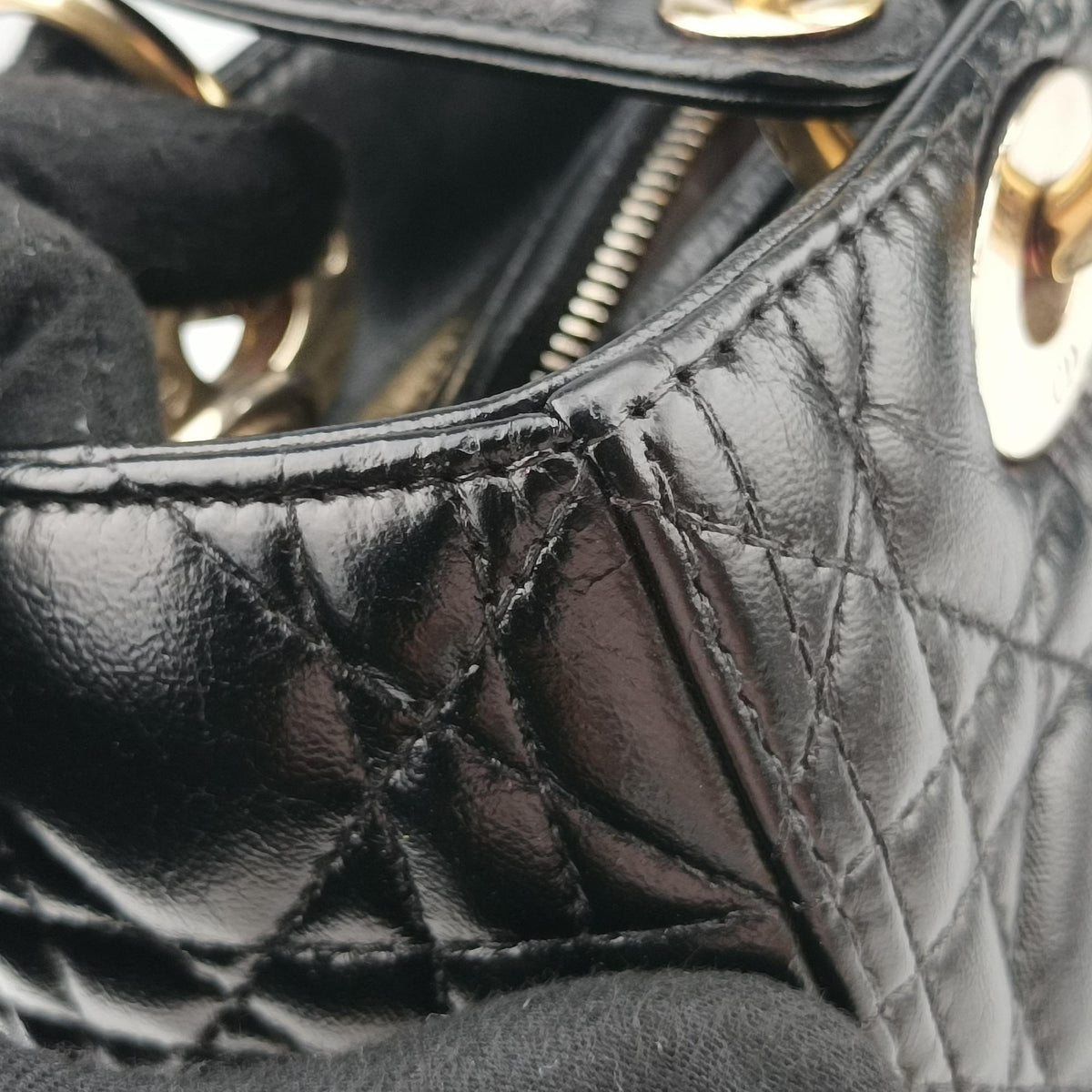 Lady Dior Black lambskin 16-BO-0123レディディオール ブラック ラムスキン 16-BO-0123
