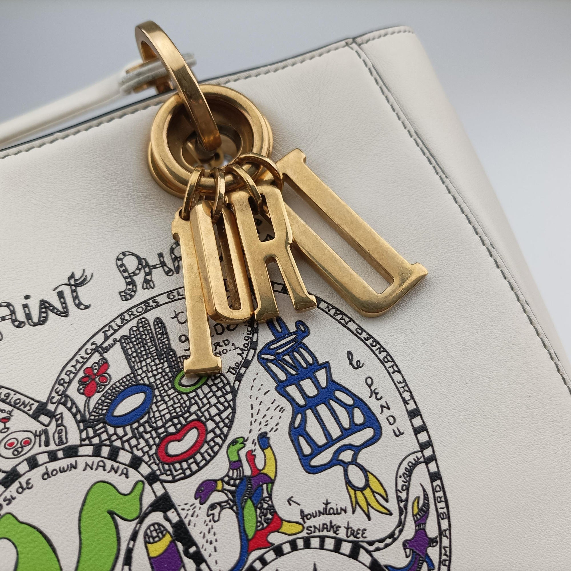 Niki de Saint Phalle Lady Dior White×Multicolour Leather 01-BO-0118ニキ ドゥ サンファル レディ ディオール ホワイト×マルチカラー レザー 01-BO-0118