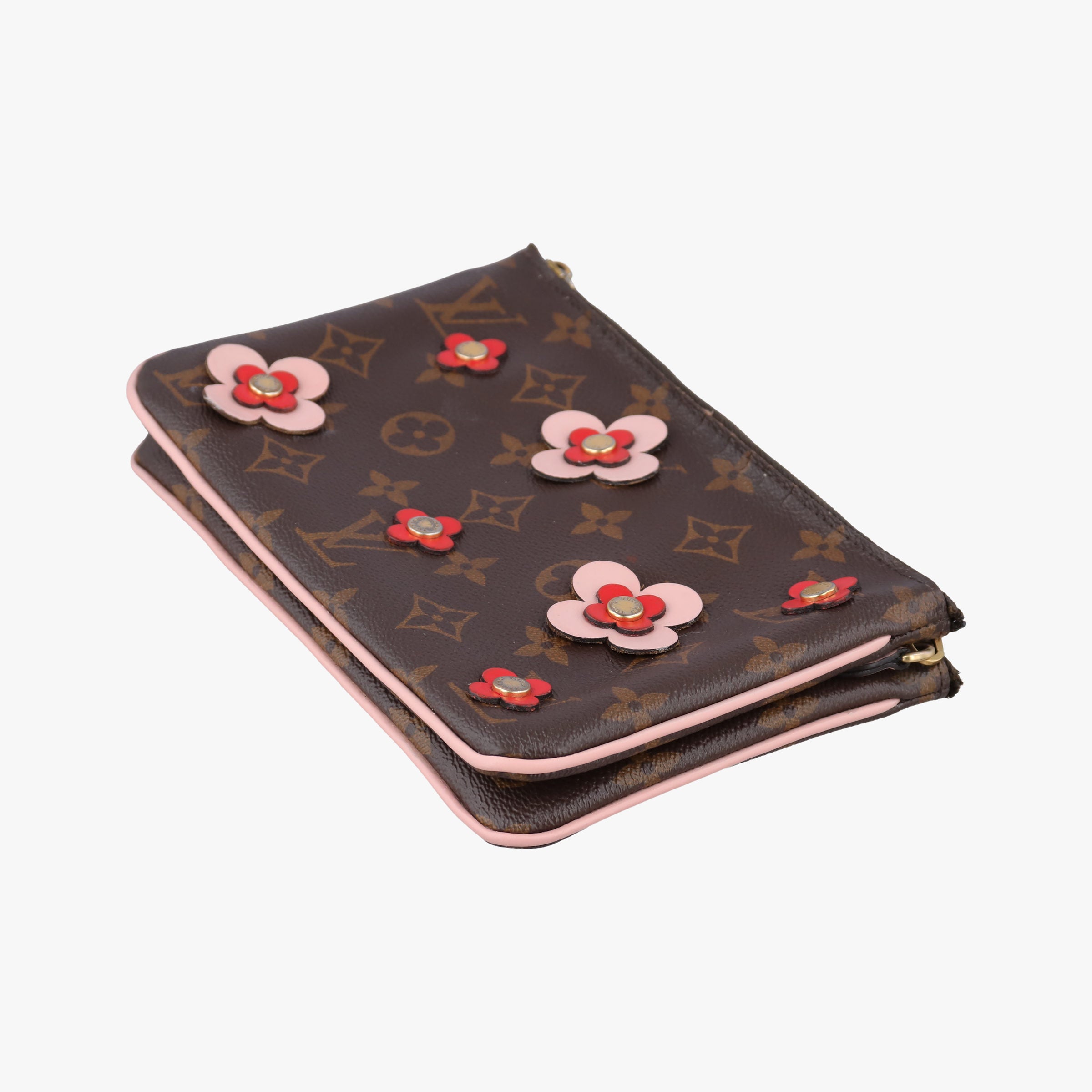 Pochette Double Zip Blooming Flowers brown×multicolor Monogram Canvas×calf leather M63905 GI0199ポシェット ドゥーブルジップ ブルーミングフラワー モノグラム/ブラウン×マルチカラー モノグラムキャンバス×カーフレザー M63905 GI0199