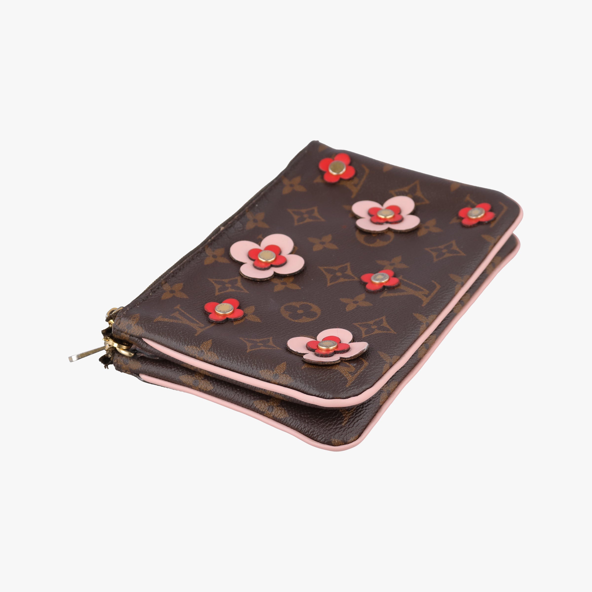 Pochette Double Zip Blooming Flowers brown×multicolor Monogram Canvas×calf leather M63905 GI0199ポシェット ドゥーブルジップ ブルーミングフラワー モノグラム/ブラウン×マルチカラー モノグラムキャンバス×カーフレザー M63905 GI0199