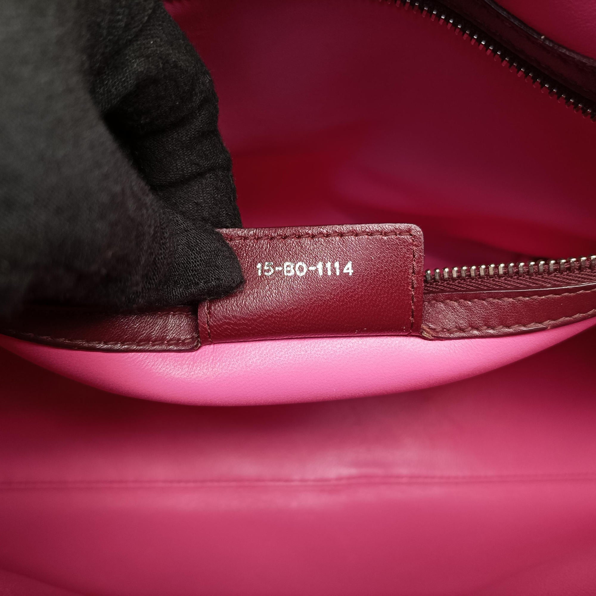 Lady Dior Pink × Bordeaux × Rose Red lambskin 15-BO-1114レディディオール ピンク × ボルドー × ローズレッド ラムスキン 15-BO-1114