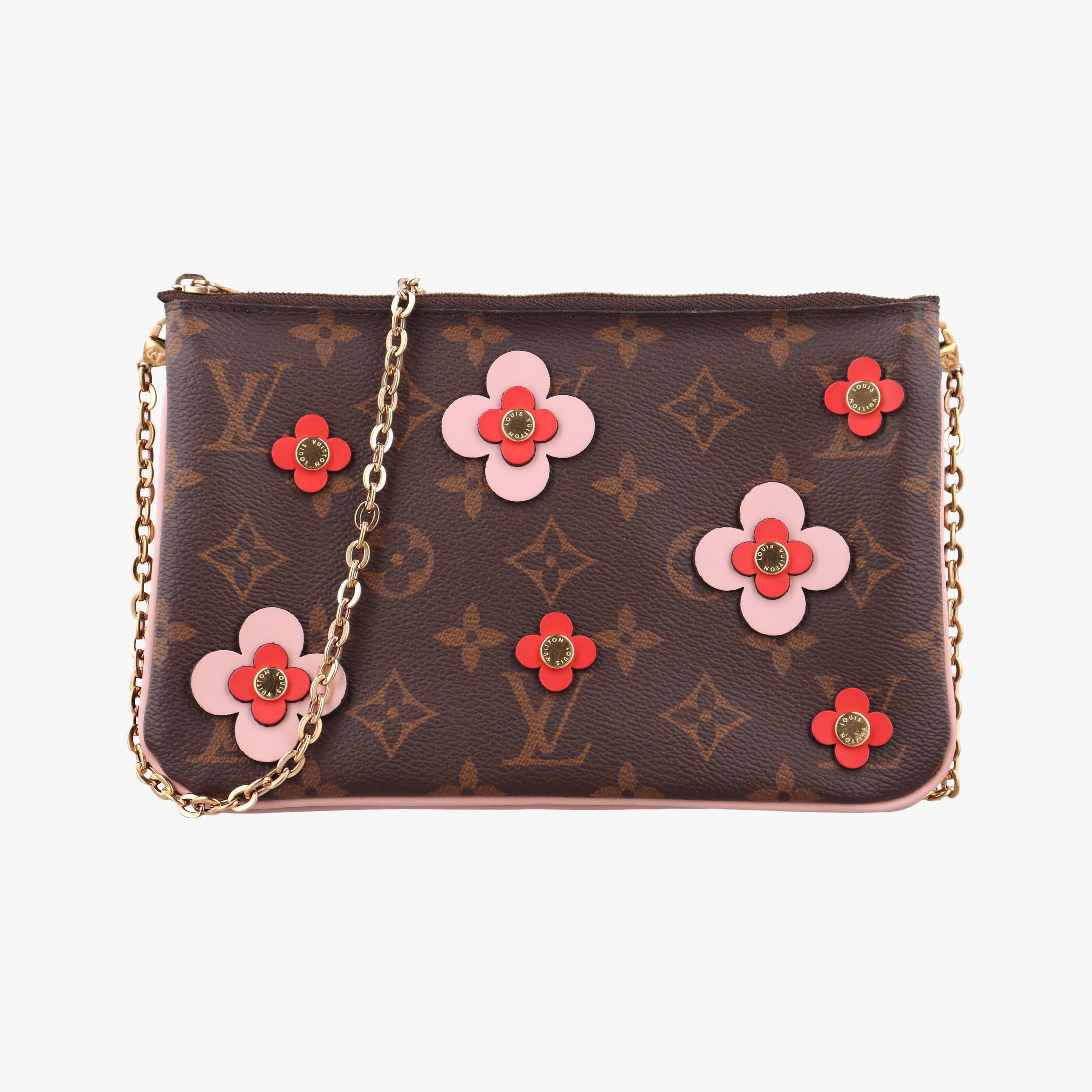 Pochette Double Zip Blooming Flowers brown×multicolor Monogram Canvas×calf leather M63905 GI4198 IC Chipポシェット ドゥーブルジップ ブルーミングフラワー モノグラム/ブラウン×マルチカラー モノグラムキャンバス×カーフレザー M63905 GI4198 ICチップ