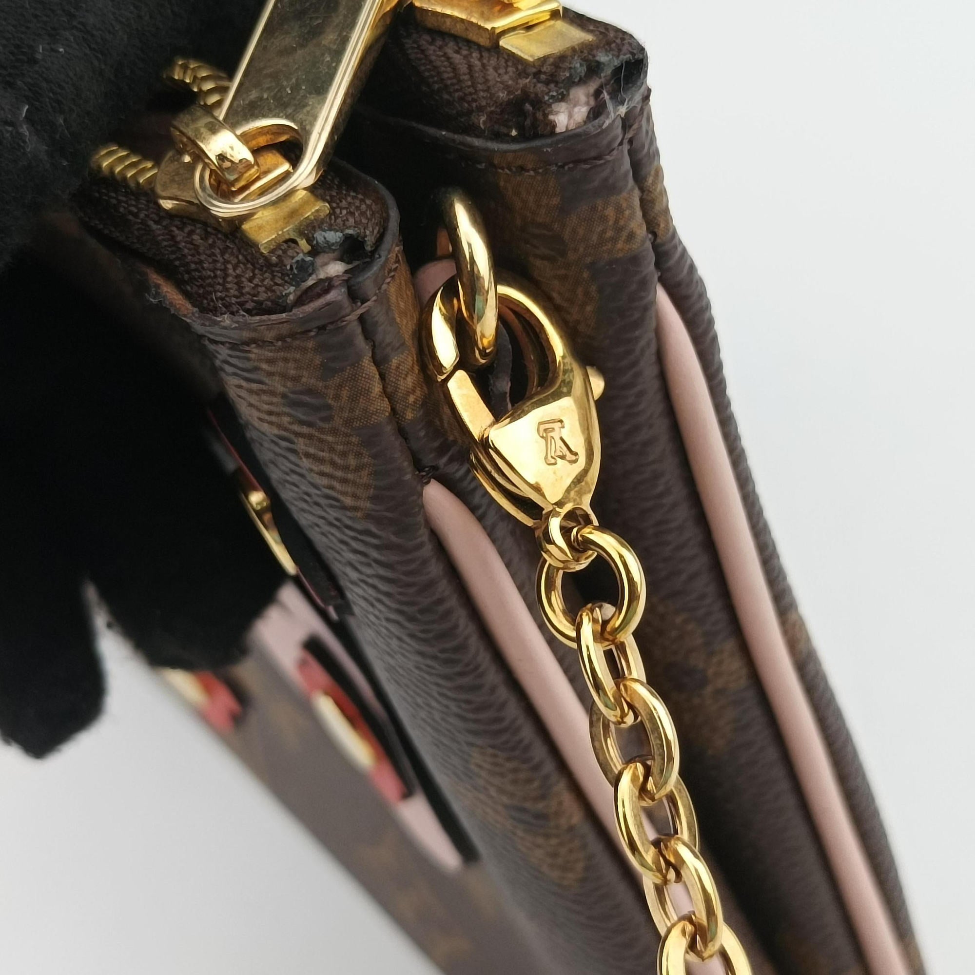 Pochette Double Zip Blooming Flowers brown×multicolor Monogram Canvas×calf leather M63905 GI4198 IC Chipポシェット ドゥーブルジップ ブルーミングフラワー モノグラム/ブラウン×マルチカラー モノグラムキャンバス×カーフレザー M63905 GI4198 ICチップ