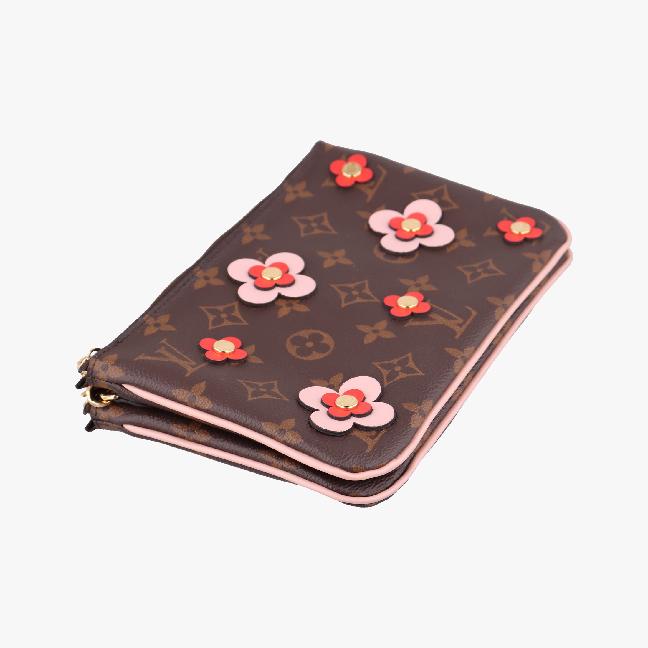 Pochette Double Zip Blooming Flowers brown×multicolor Monogram Canvas×calf leather M63905 GI4198 IC Chipポシェット ドゥーブルジップ ブルーミングフラワー モノグラム/ブラウン×マルチカラー モノグラムキャンバス×カーフレザー M63905 GI4198 ICチップ