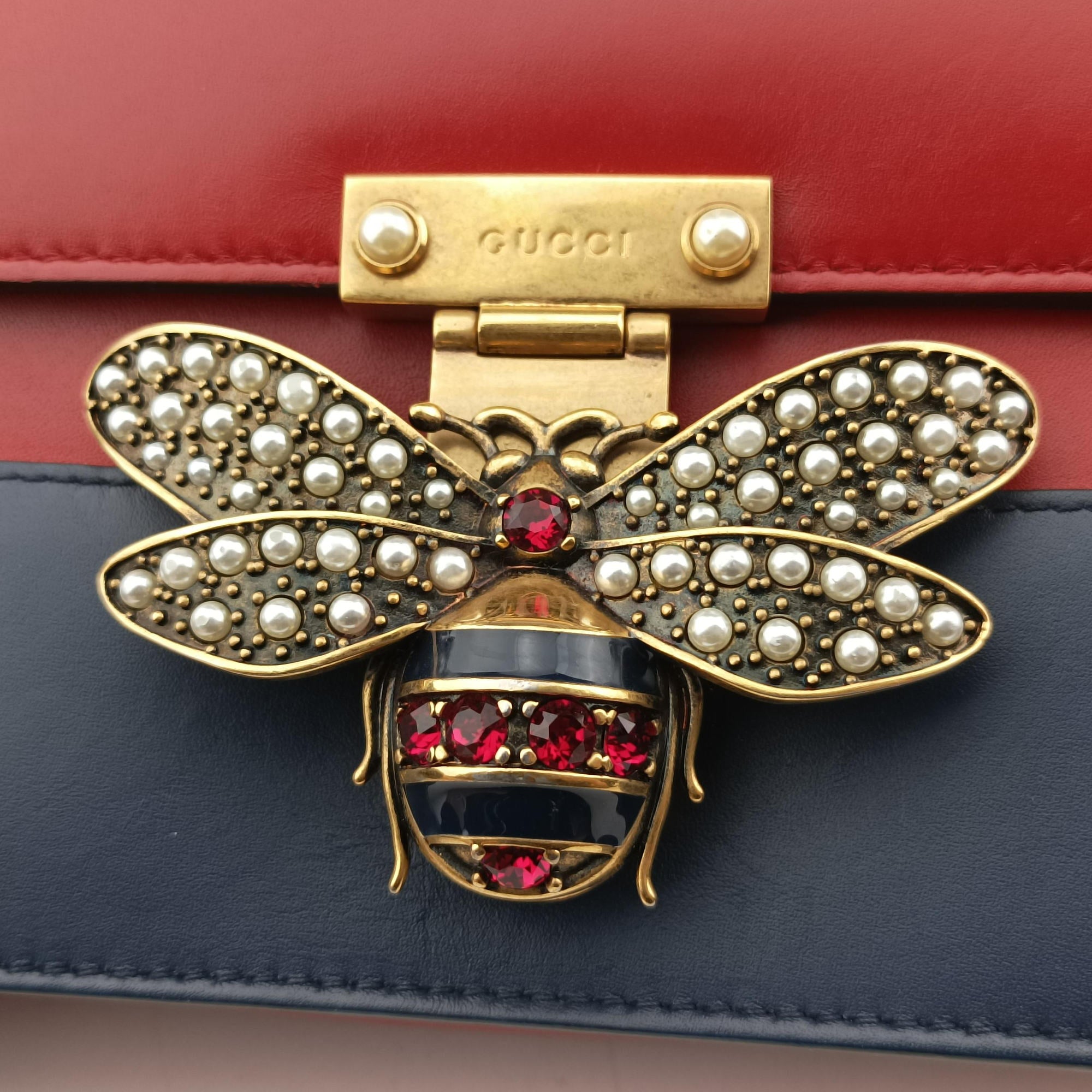 Queen Margaret Ivory×Red×Navy Leather 476542 G024525180クイーン マーガレット アイボリー×レッド×ネイビー レザー 476542 G024525180