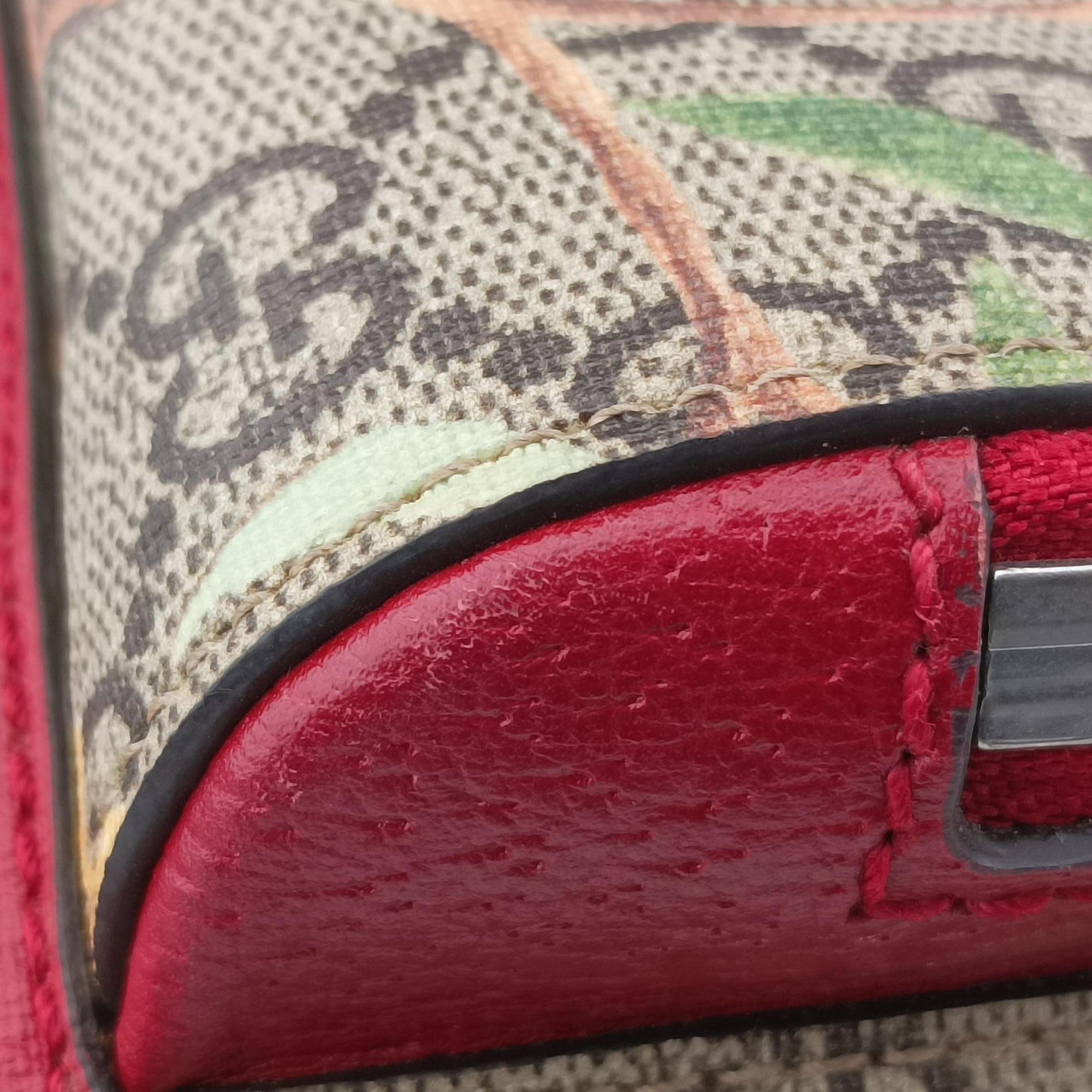 GG Supreme Tian Beige×Red×Multicolor PVC coated canvas×Leather 427042 C019437977GGスプリームティアン ベージュ×レッド×マルチカラー PVCコーティングキャンバス×レザー 427042 C019437977