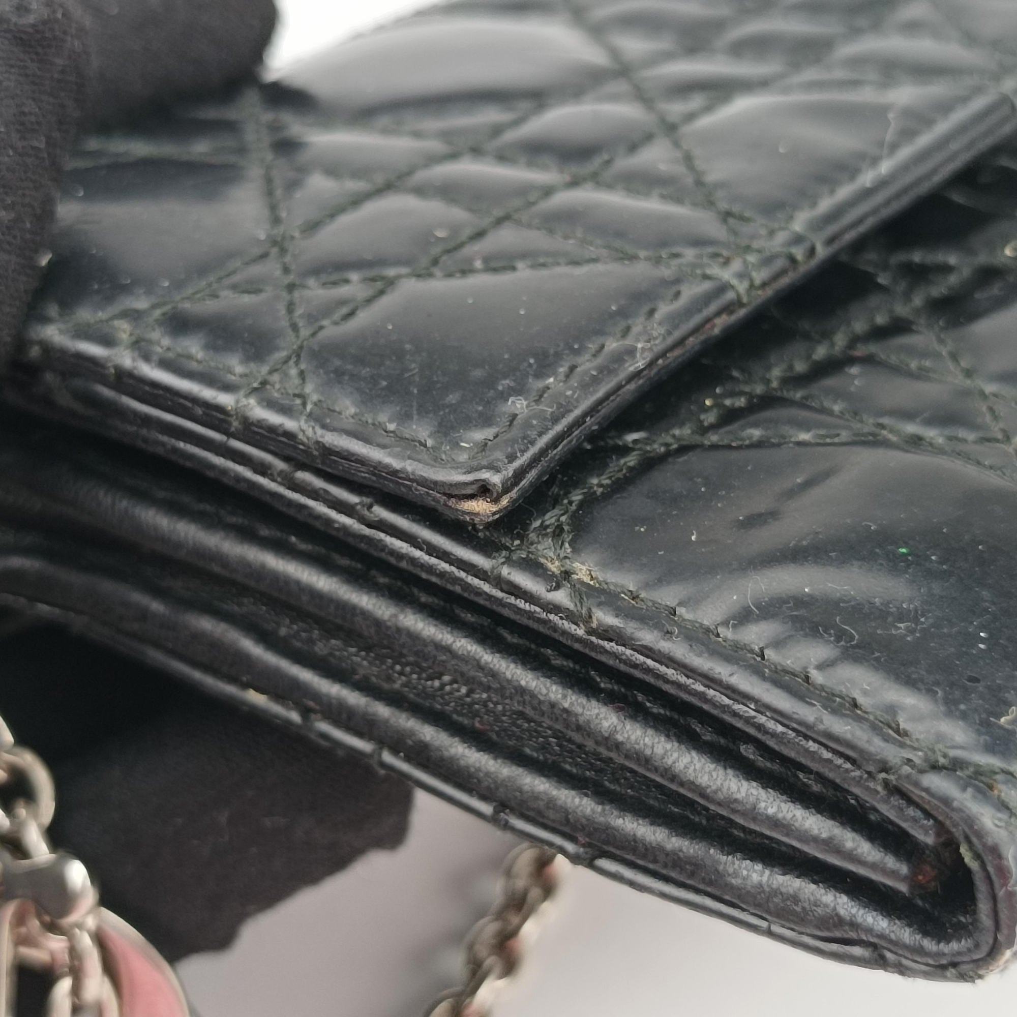 Lady Dior Cannage Black Patent Leather 02-LU-0049レディディオール カナージュ ブラック パテント 02-LU-0049