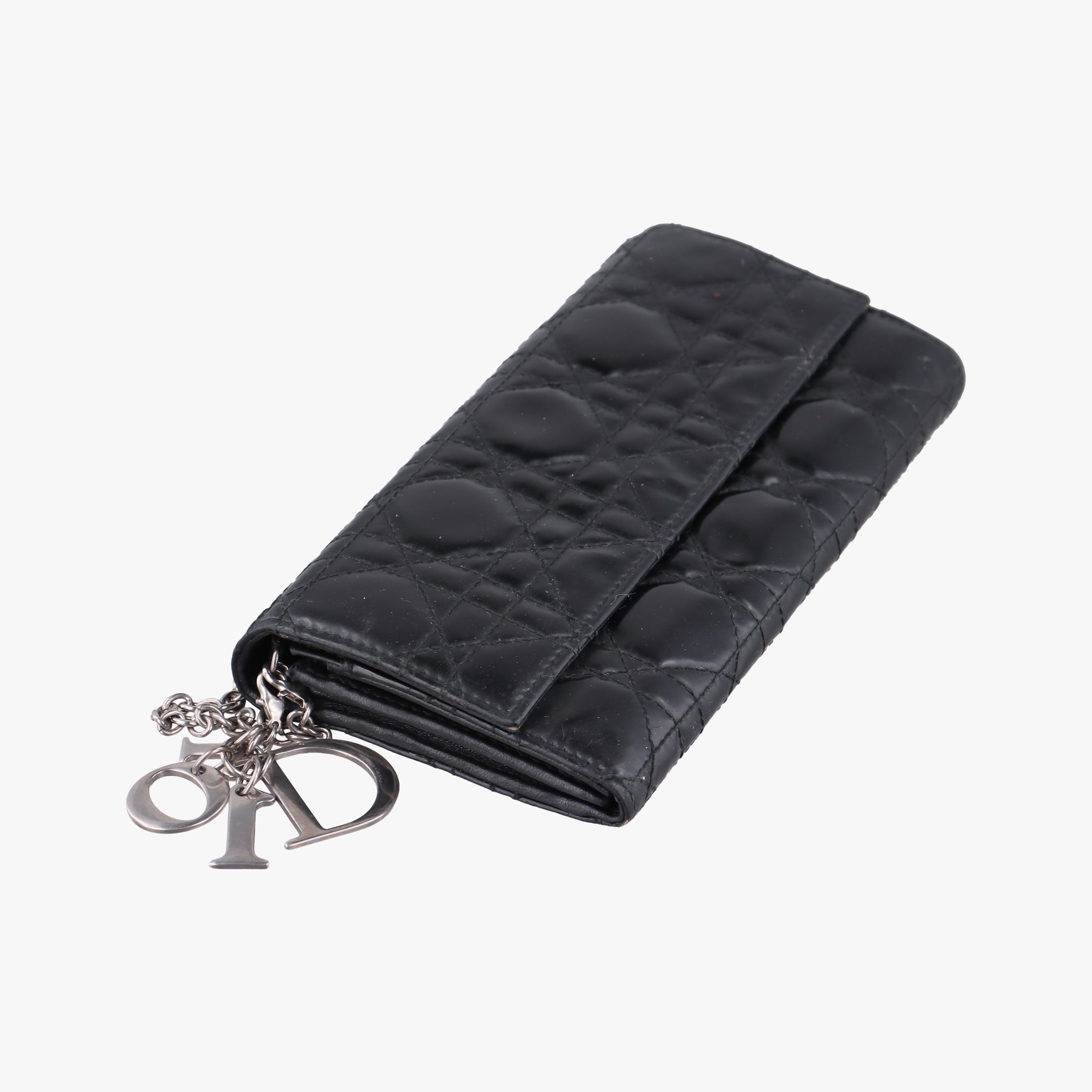 Lady Dior Cannage Black Patent Leather 02-LU-0049レディディオール カナージュ ブラック パテント 02-LU-0049