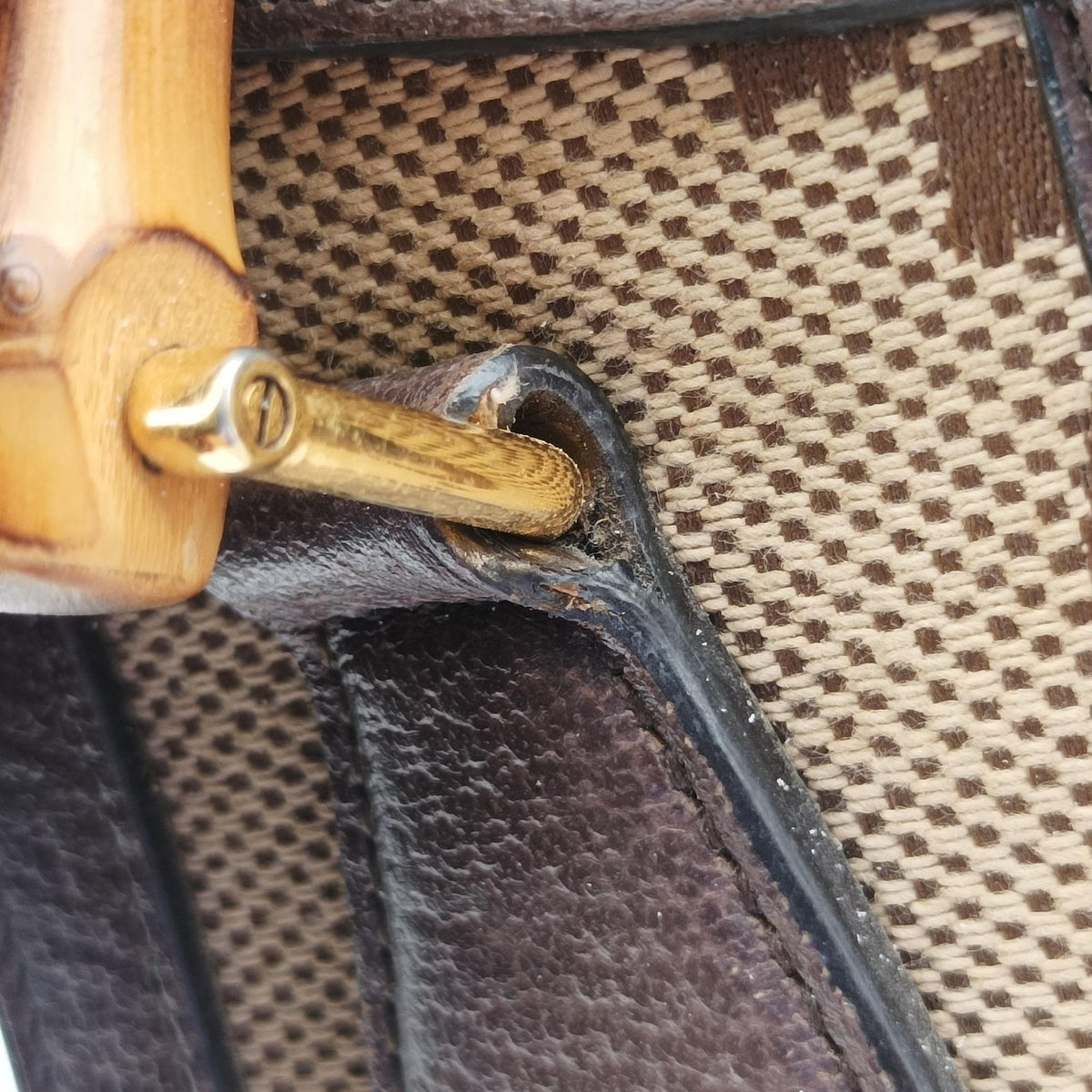 Pre-owned Gucci Diana Jumbo GG Mini Brown Canvas×Leather 655661 shoulderbag | stylenewstar