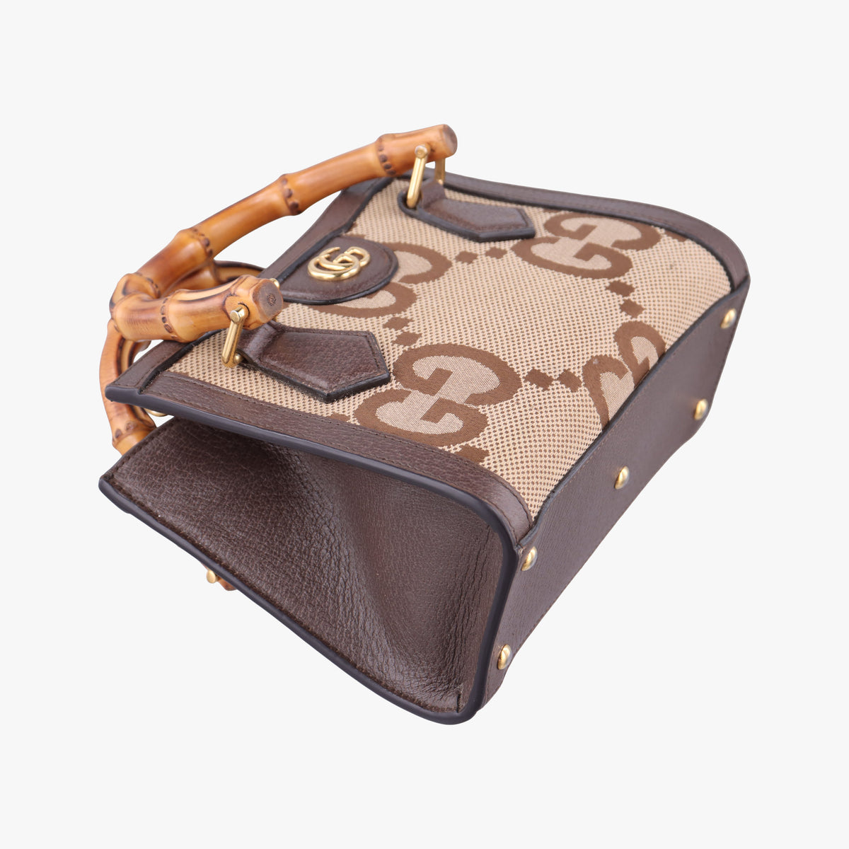 Pre-owned Gucci Diana Jumbo GG Mini Brown Canvas×Leather 655661 shoulderbag | stylenewstar