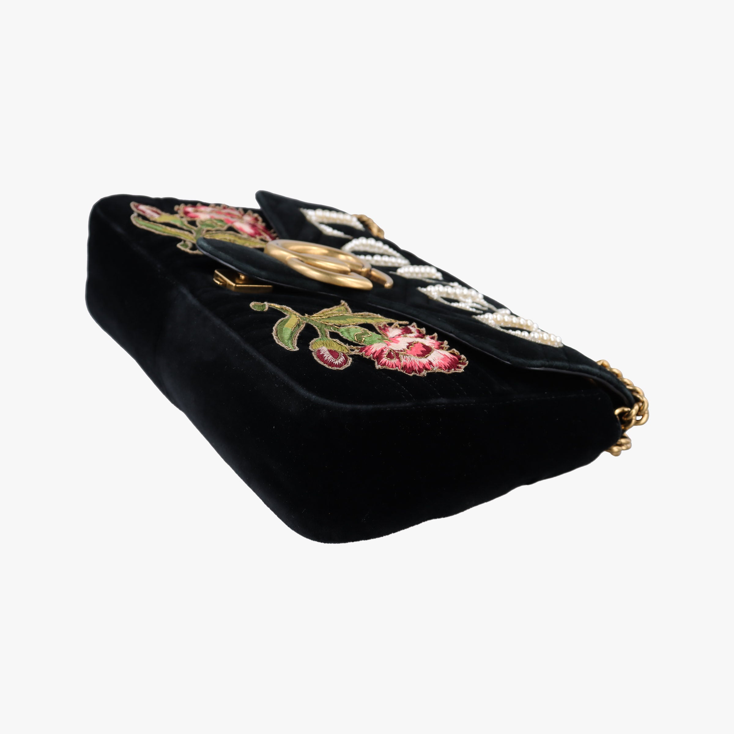 GG Marmont Black×Multicolour velour 443496 B022312338GGマーモント ブラック×マルチカラー ベロア 443496 B022312338