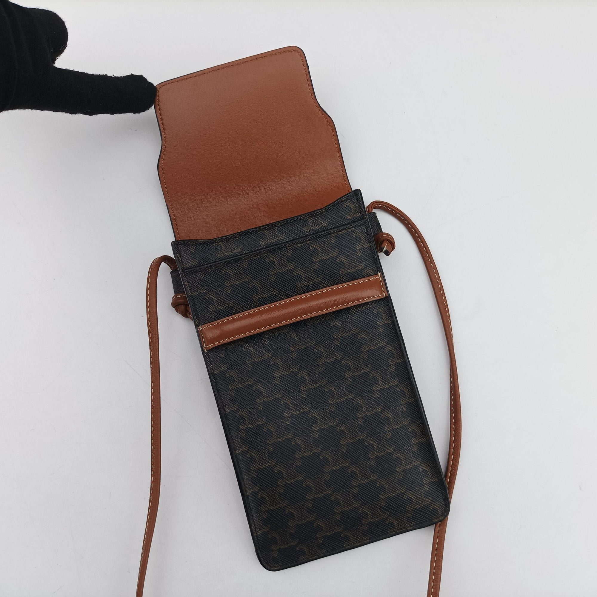Triomphe Phone Pouch Brown PVC coated canvas×Leather S-AN-4231トリオンフ フォンポーチ ブラウン PVCコーティングキャンバス×レザー S-AN-4231