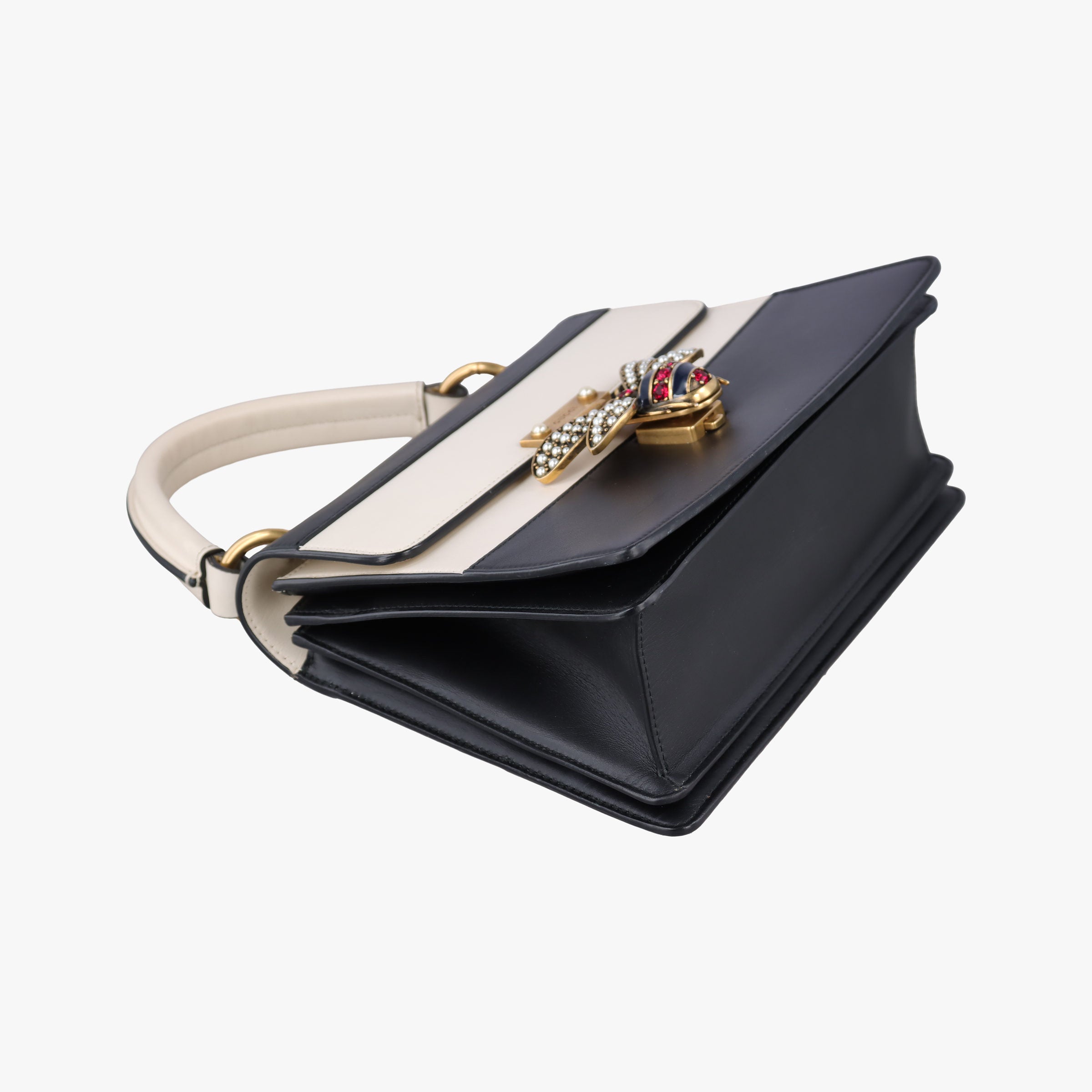 Queen Margaret Black×white Leather 476541 F024096292クイーン マーガレット ブラック×ホワイト レザー 476541 F024096292