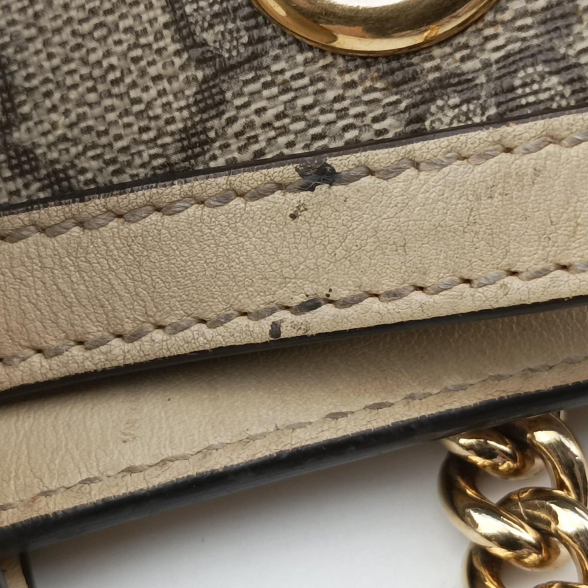 Padlock Brown×white PVC coated canvas×Leather 498156 F033868007パドロック ブラウン×ホワイト PVCコーティングキャンバス×レザー 498156 F033868007