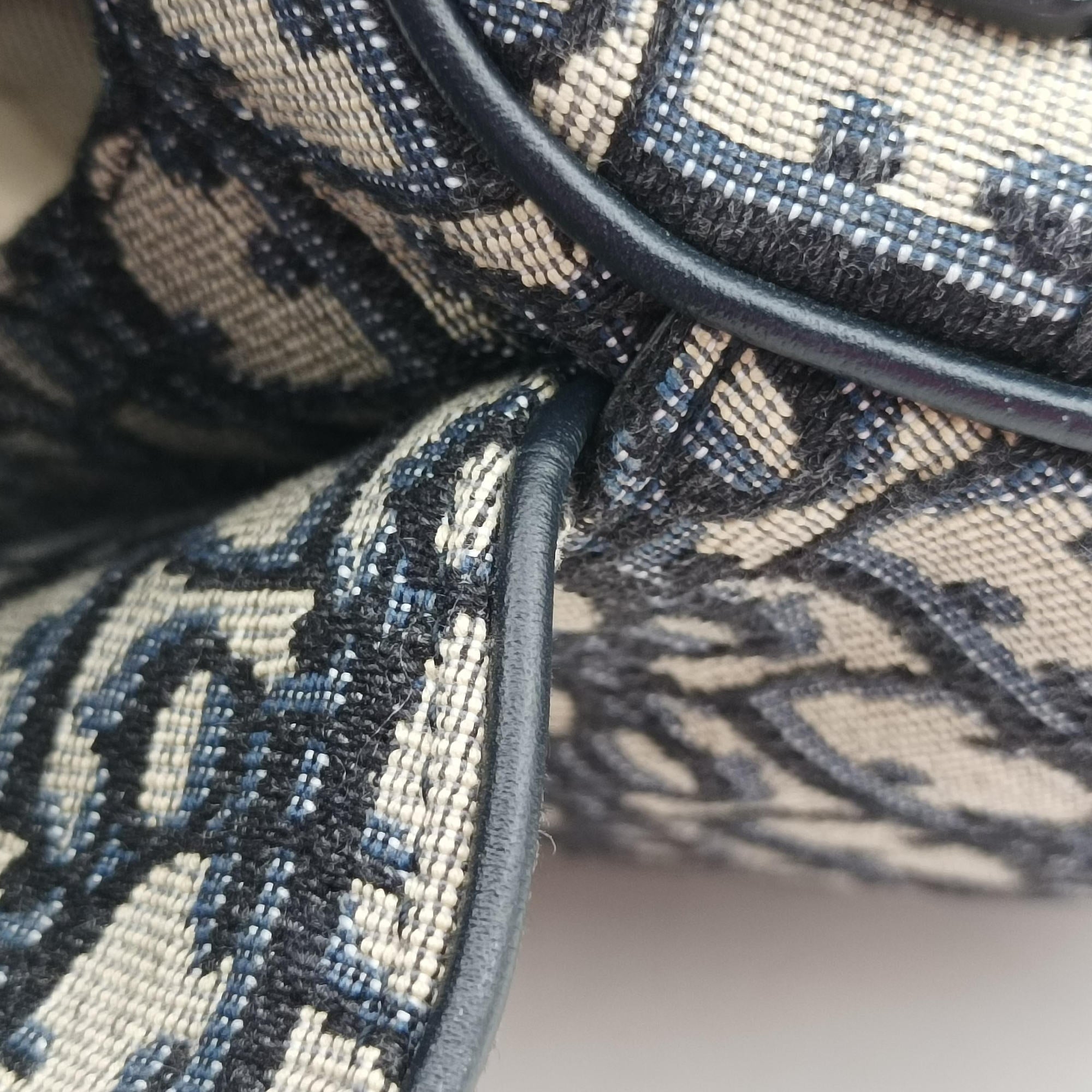 Saddle Navy×grey Jacquard × Leather 03-RU-1108サドル ネイビー×グレー ジャガード×レザー 03-RU-1108