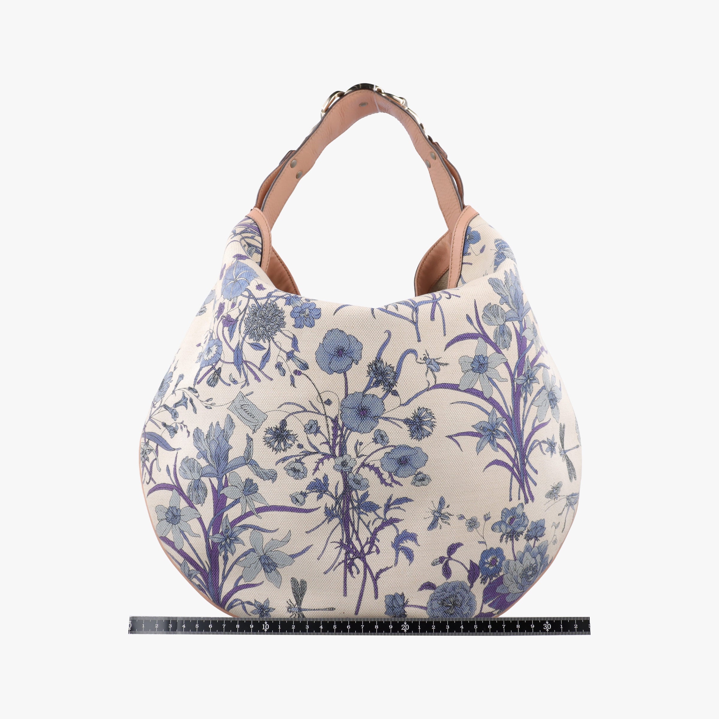 Flora Wave Hobo Blue ×White canvas×leather 170014 A0502006フローラ ウェーブ ホーボー ブルー×ホワイト キャンバス×レザー 170014 A0502006