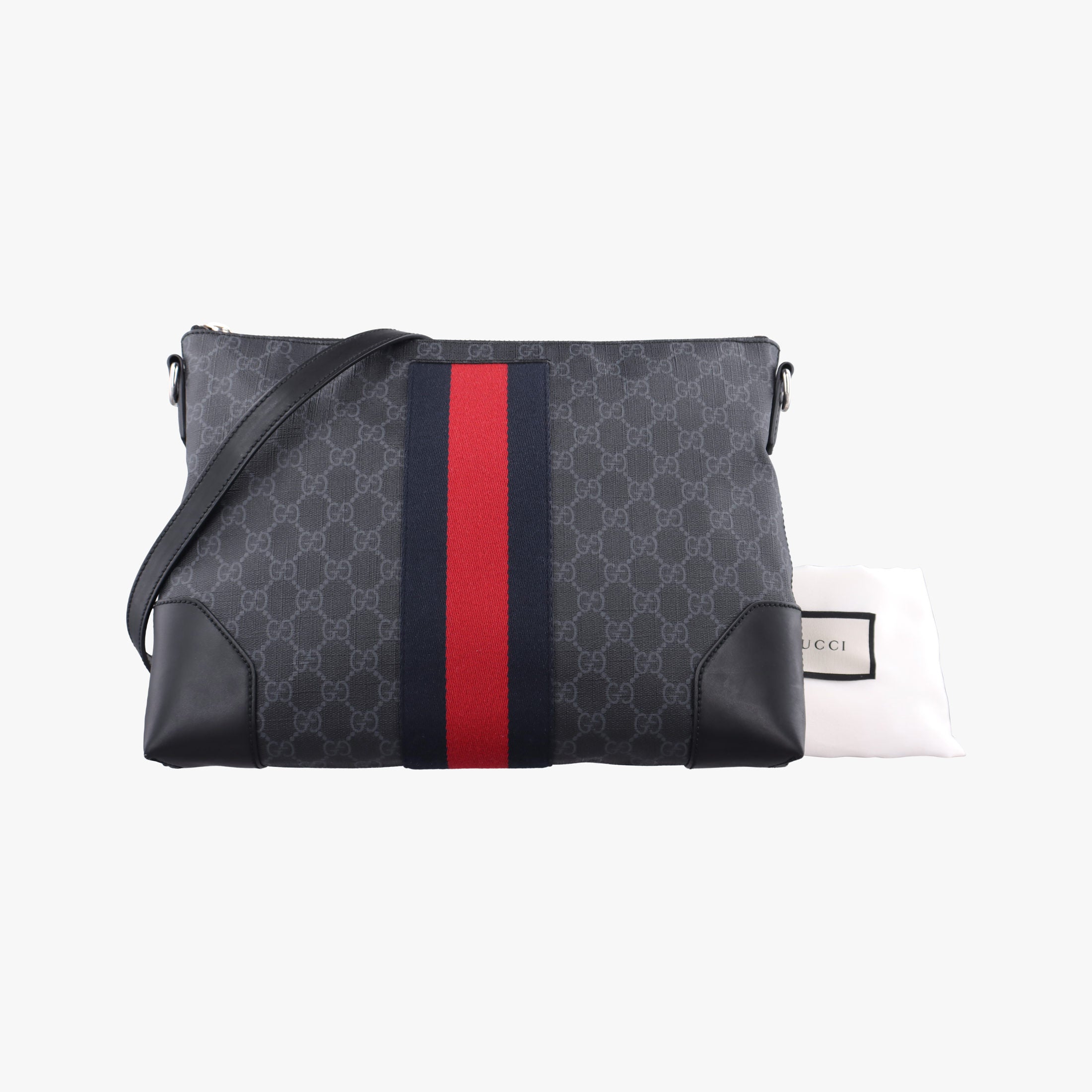 GG Supreme Shelley Messenger Black×red PVC coated canvas×Leather 474139 G027679852GGスプリーム メッセンジャー ブラック×レッド PVCコーティングキャンバス×レザー 474139 G027679852
