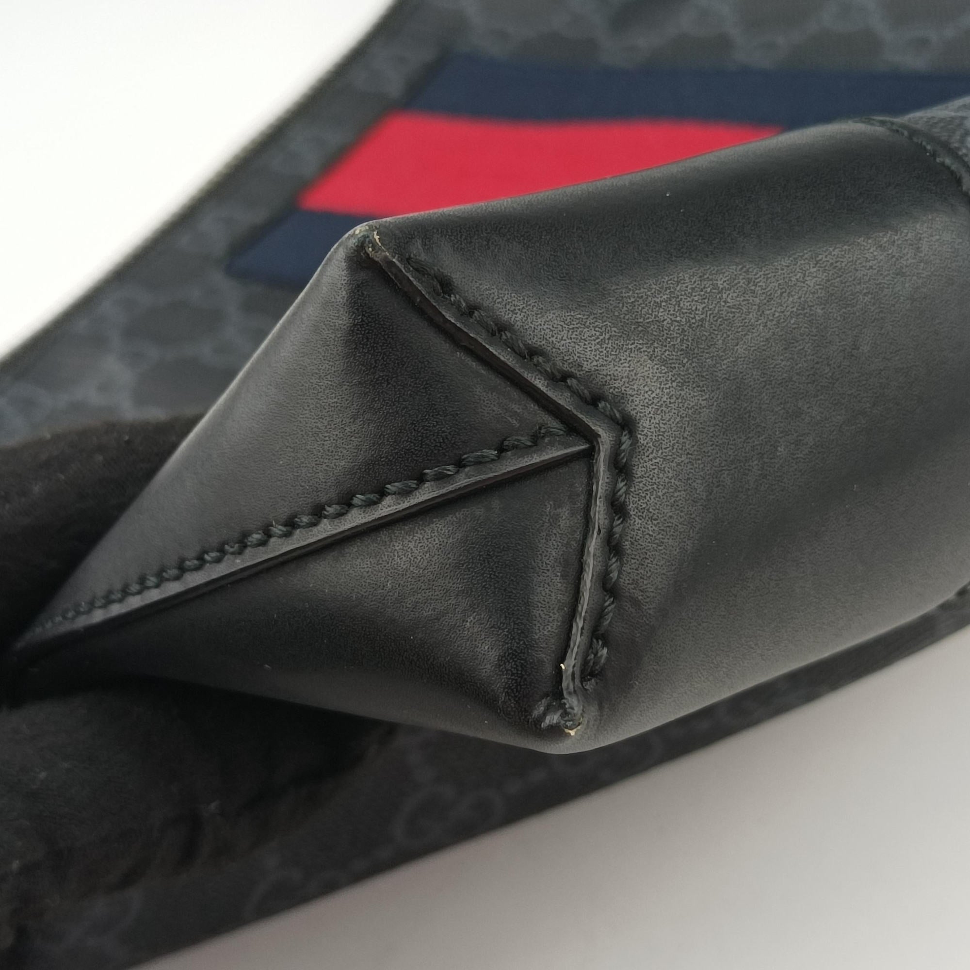 GG Supreme Shelley Messenger Black×red PVC coated canvas×Leather 474139 G027679852GGスプリーム メッセンジャー ブラック×レッド PVCコーティングキャンバス×レザー 474139 G027679852