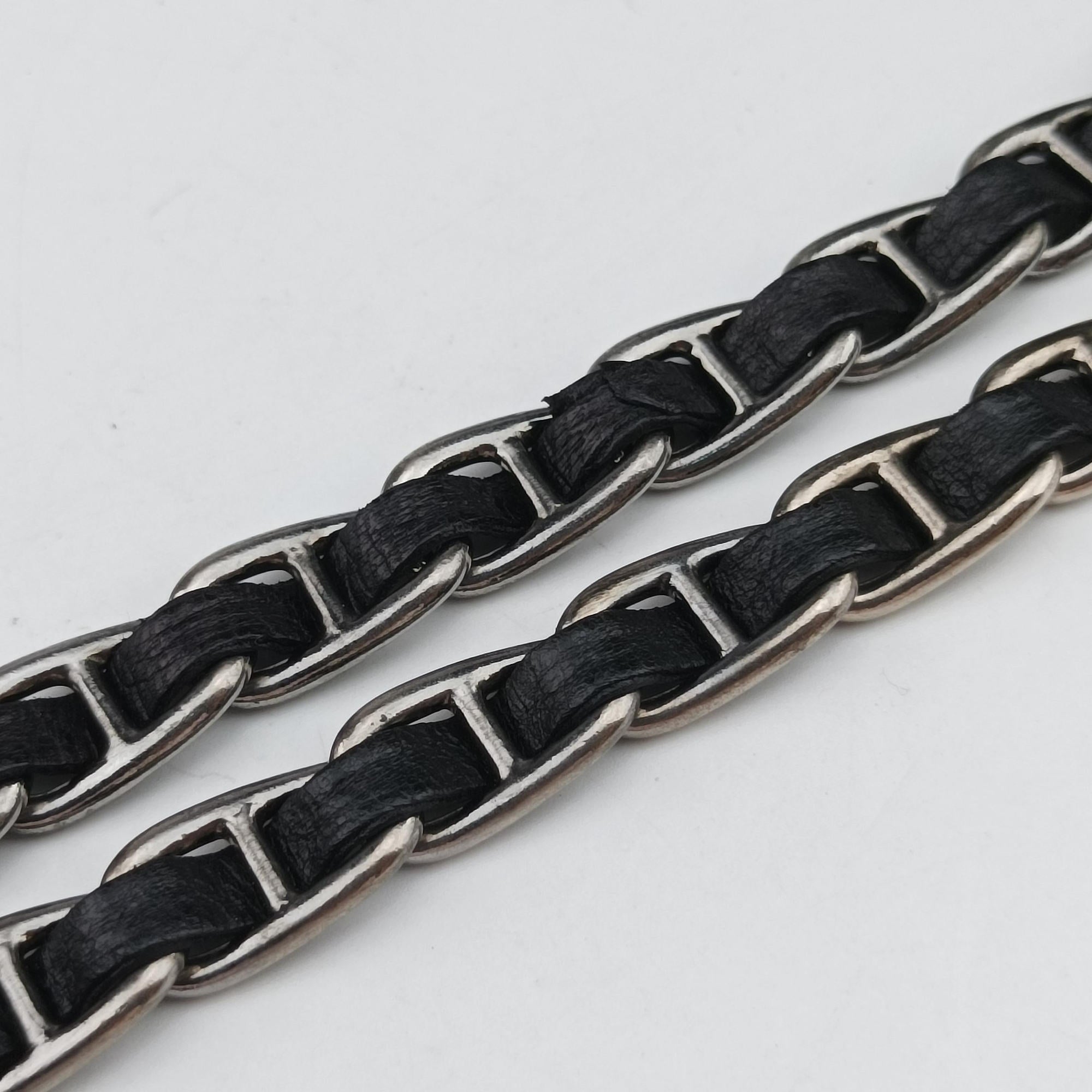 Antique Pushlock Chain Black Leather 31/Jアンティーク プッシュロック チェーン ブラック レザー 31/J