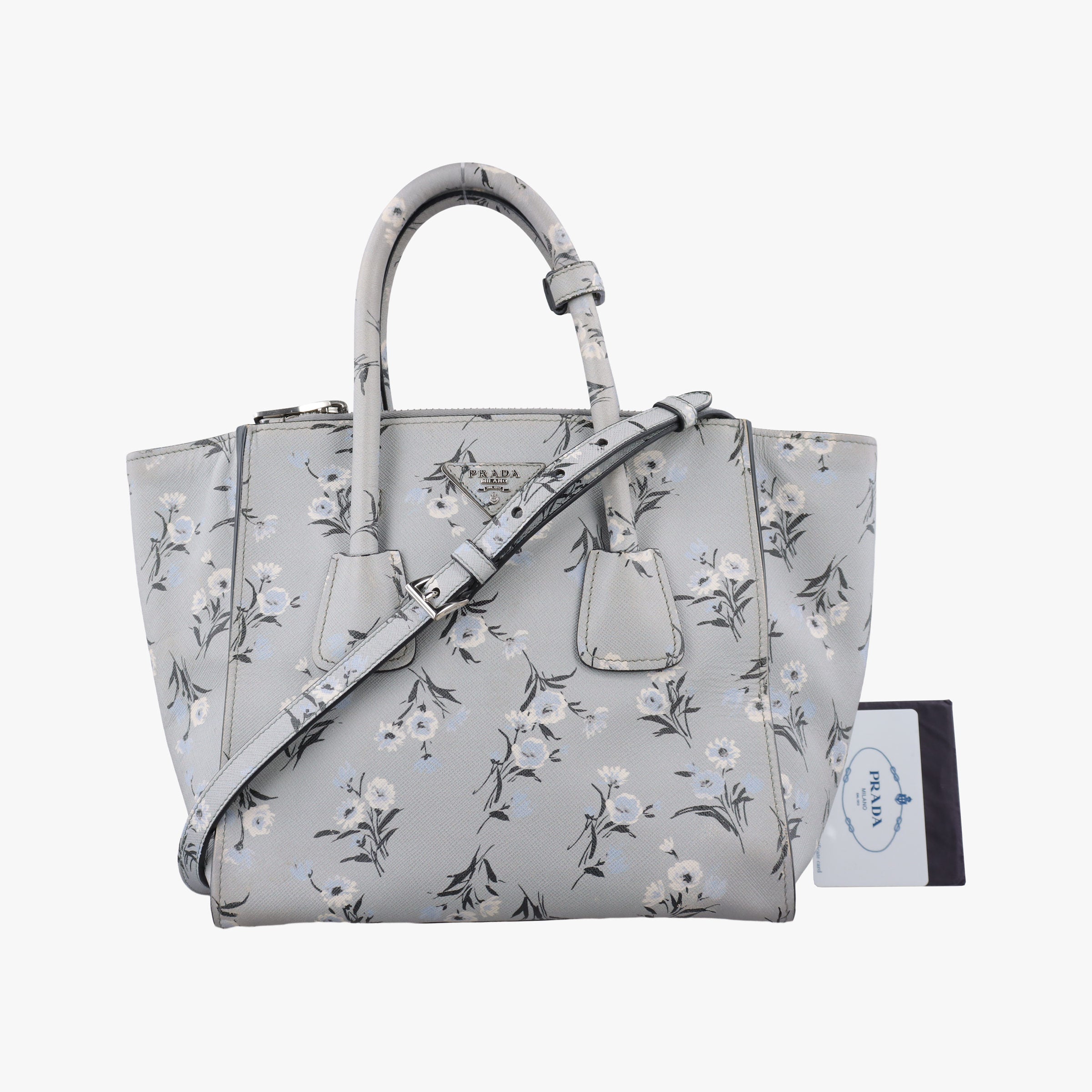 Double Zip Tote Floral Print Multicolour SaffianoLeather BL837P 113 8ダブルジップトート フローラル プリント マルチカラー サフィアーノレザー BL837P 113 8