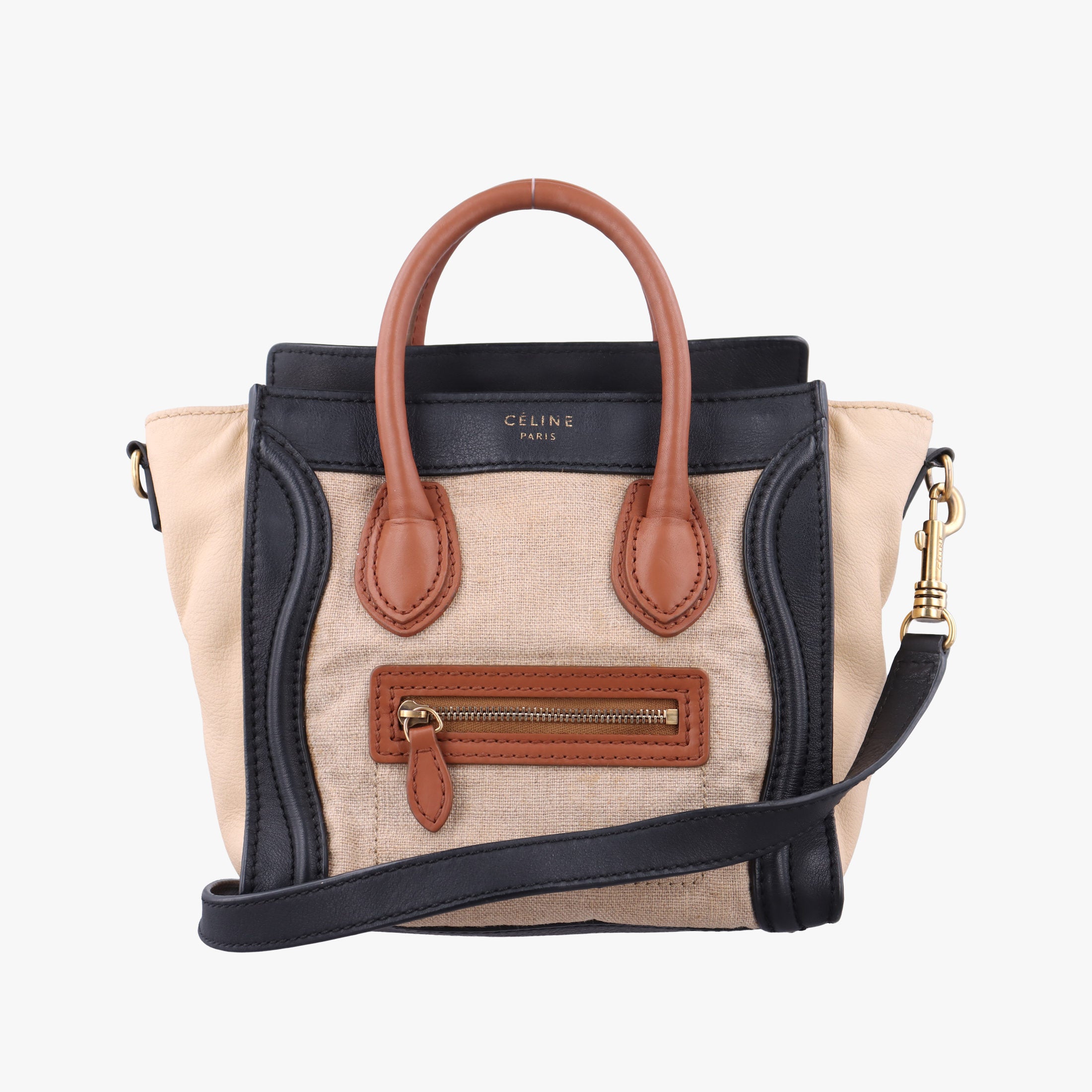 luggage nano shopper Ivory×black×brown Canvas×leather S-SA-1110 S-PA-0111ラゲージナノショッパー アイボリー×ブラック×ブラウン キャンバス x レザー S-SA-1110 S-PA-0111