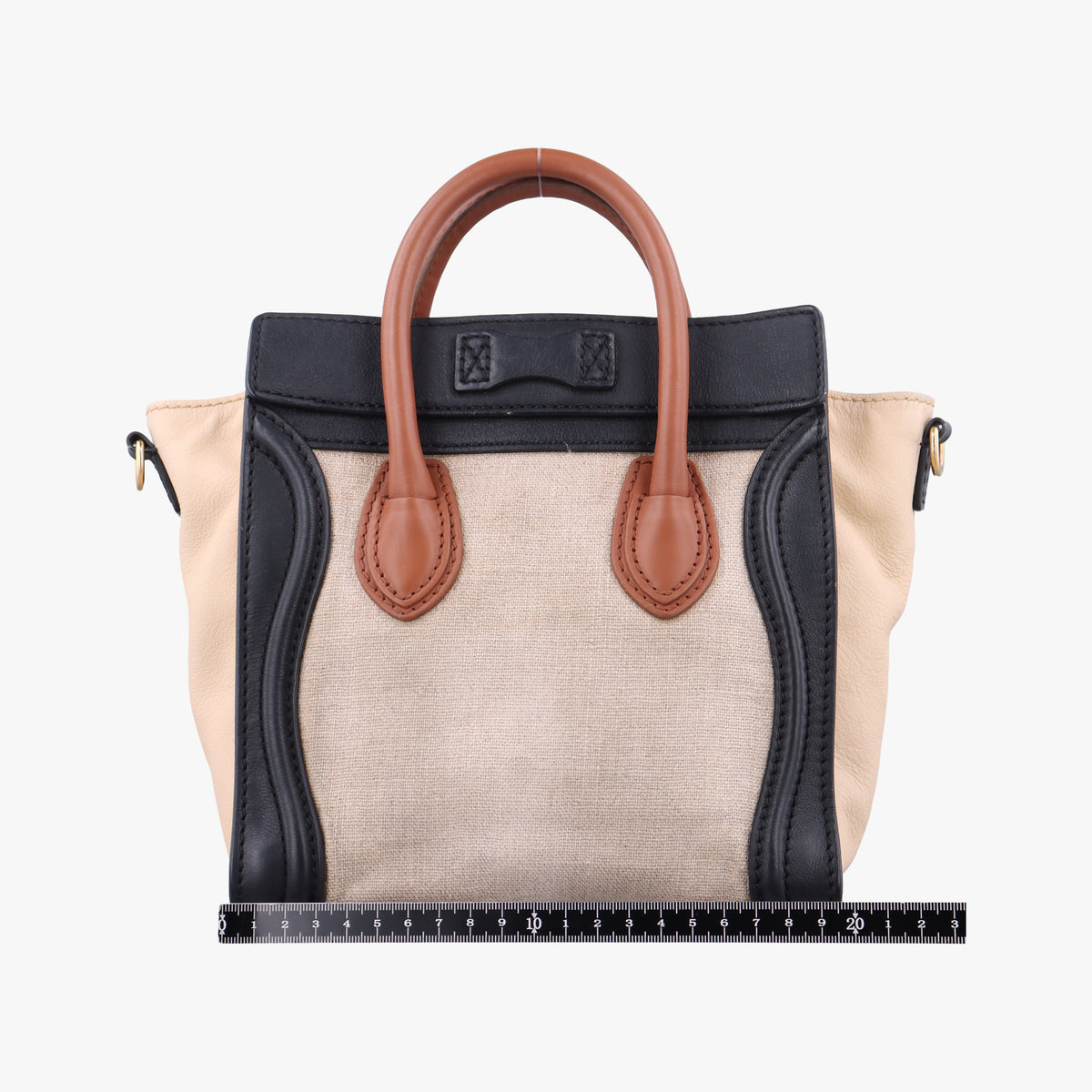 luggage nano shopper Ivory×black×brown Canvas×leather S-SA-1110 S-PA-0111ラゲージナノショッパー アイボリー×ブラック×ブラウン キャンバス x レザー S-SA-1110 S-PA-0111