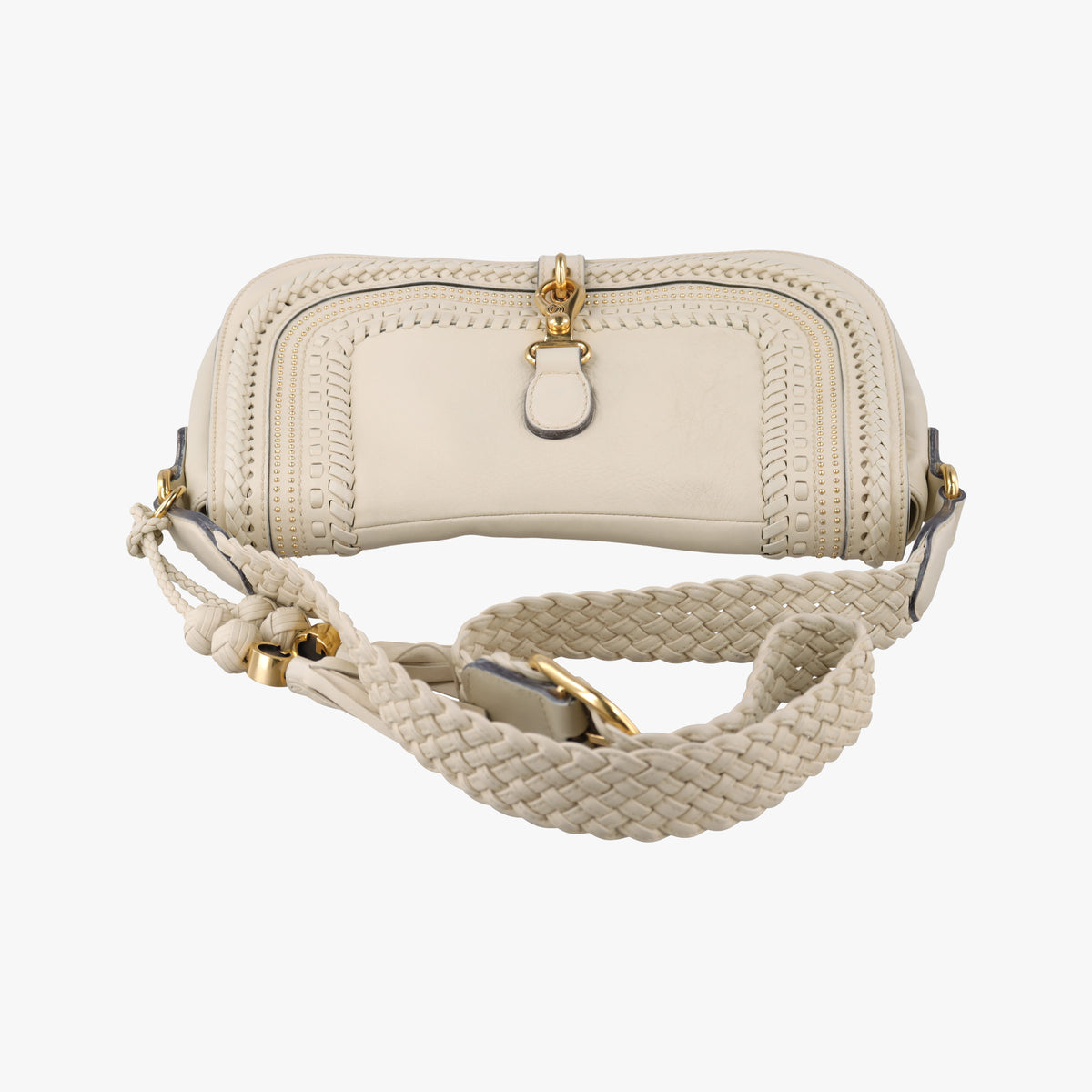 Pre-owned Gucci Tassel Handmade Medium Flap White Leather 263954 shoulderbag | stylenewstar