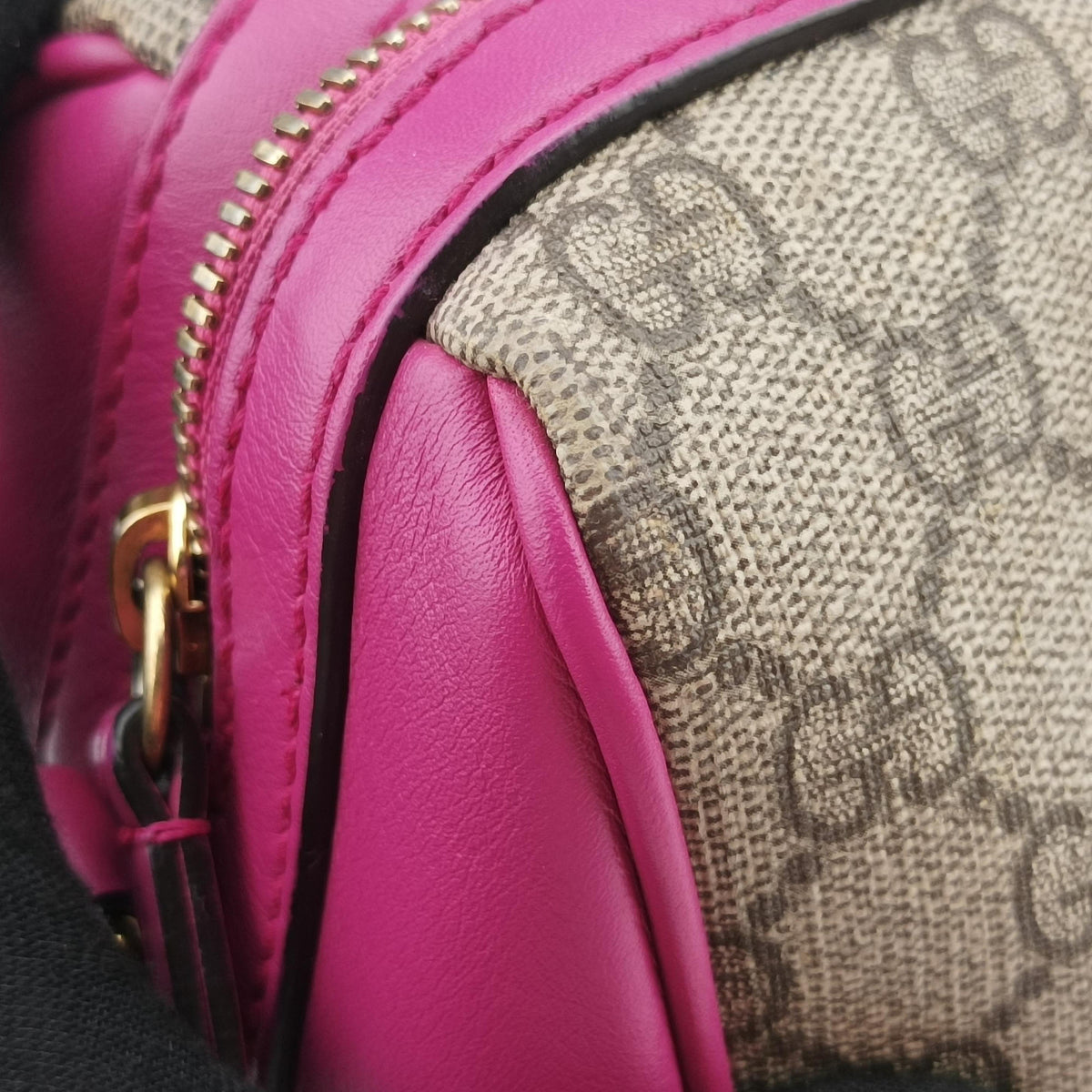 GG SUPREME beige×red×pink PVC coated canvas×Leather 409529 I019122646GGスプリーム ベージュ×レッド×ピンク PVCコーティングキャンバス×レザー 409529 I019122646