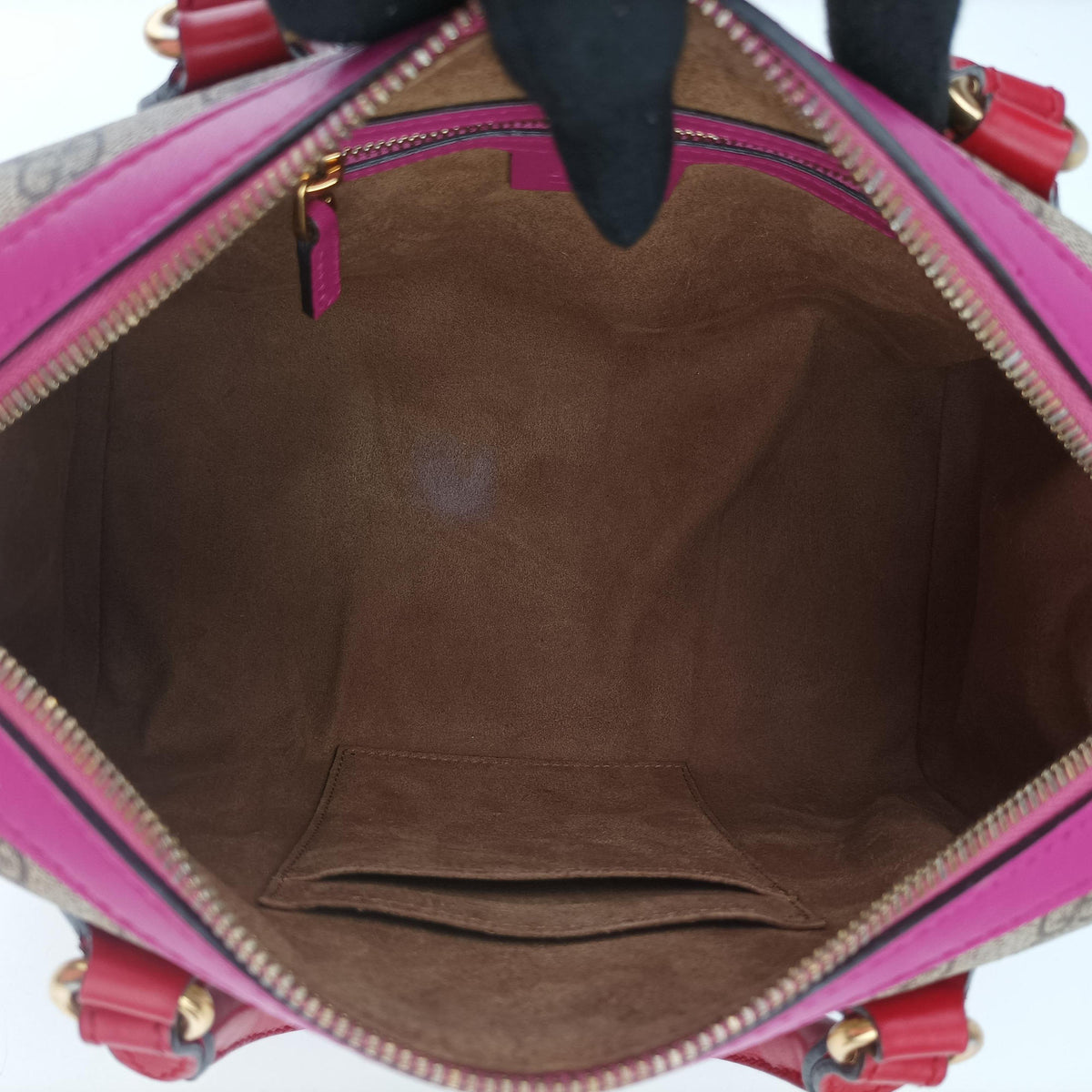 GG SUPREME beige×red×pink PVC coated canvas×Leather 409529 I019122646GGスプリーム ベージュ×レッド×ピンク PVCコーティングキャンバス×レザー 409529 I019122646