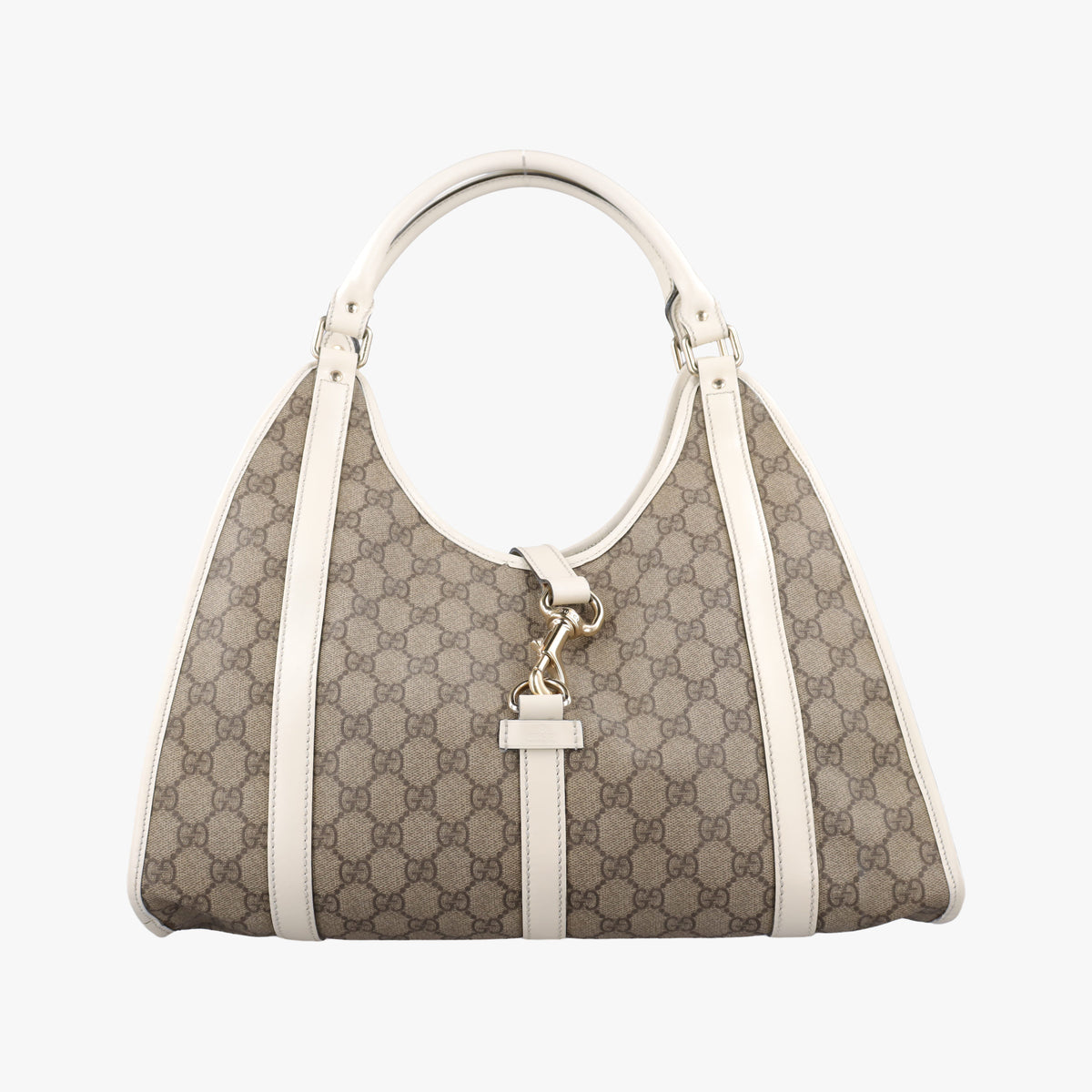 Pre-owned Gucci New Jackie Brown×White PVC coated canvas×Leather 203494 handbag | stylenewstar