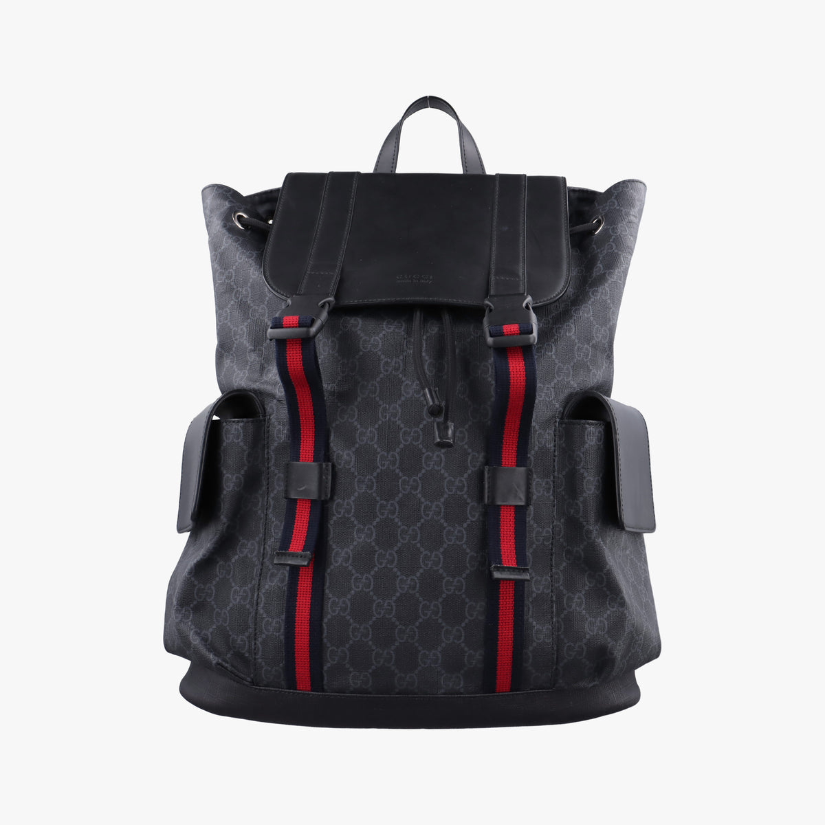 GG Supreme Black x Gray PVC coated canvas×leather 495563 C028223256GGスプリーム ブラック×グレー PVCコーティングキャンバス×レザー 495563 C028223256