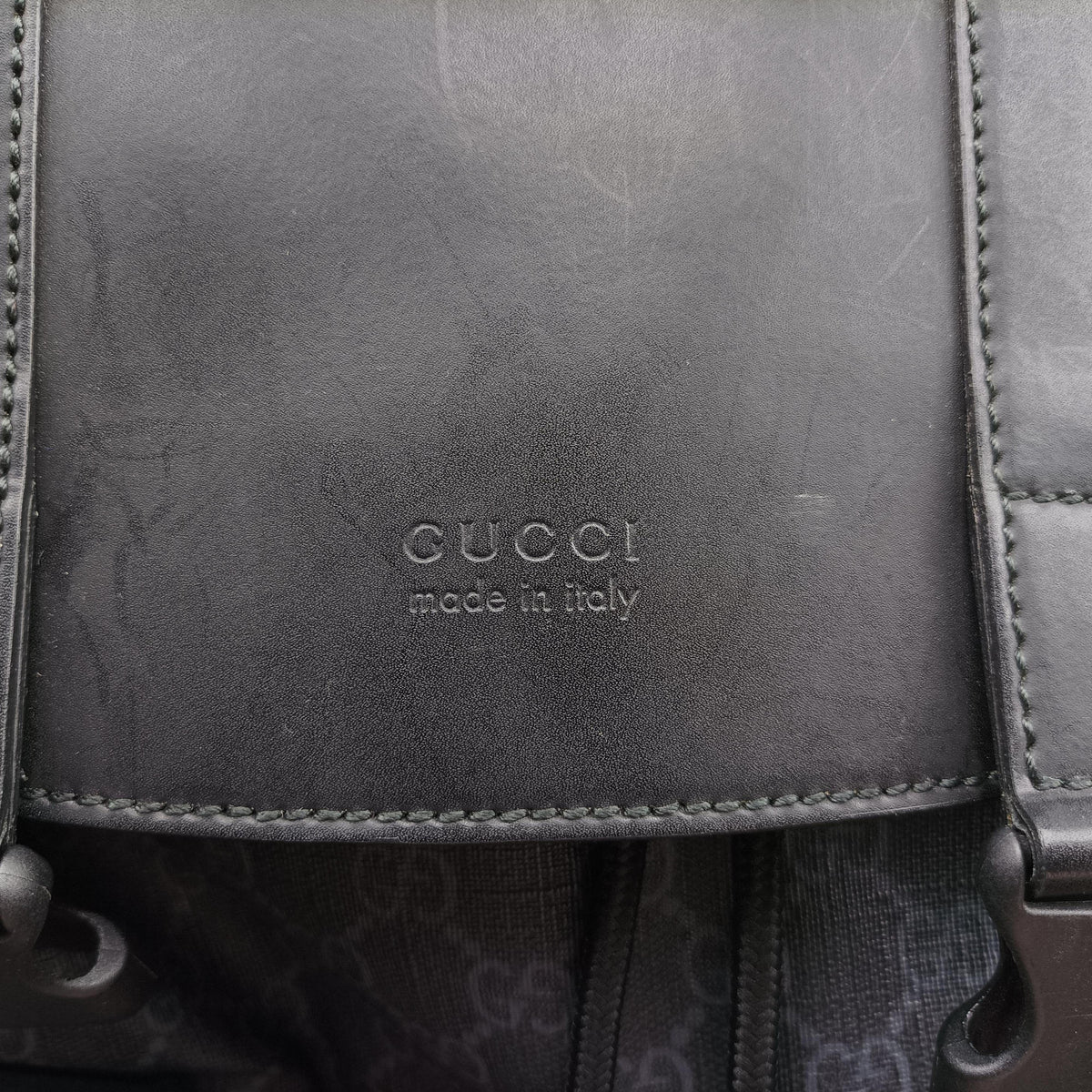 GG Supreme Black x Gray PVC coated canvas×leather 495563 C028223256GGスプリーム ブラック×グレー PVCコーティングキャンバス×レザー 495563 C028223256