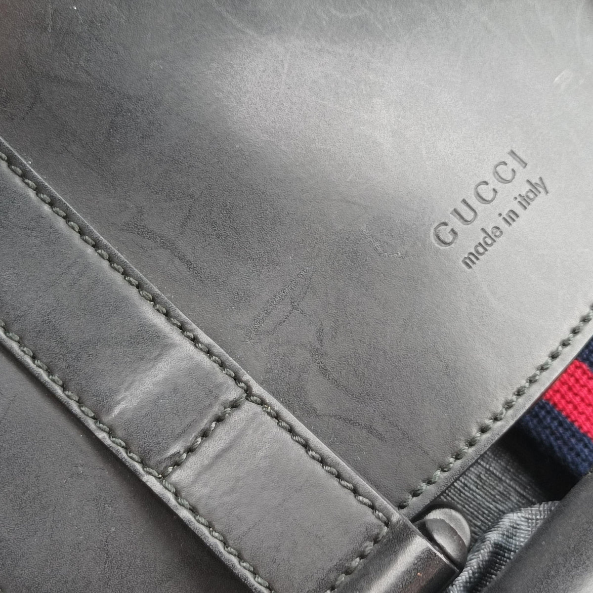 GG Supreme Black x Gray PVC coated canvas×leather 495563 C028223256GGスプリーム ブラック×グレー PVCコーティングキャンバス×レザー 495563 C028223256