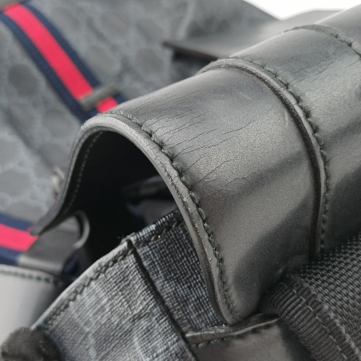 GG Supreme Black x Gray PVC coated canvas×leather 495563 C028223256GGスプリーム ブラック×グレー PVCコーティングキャンバス×レザー 495563 C028223256